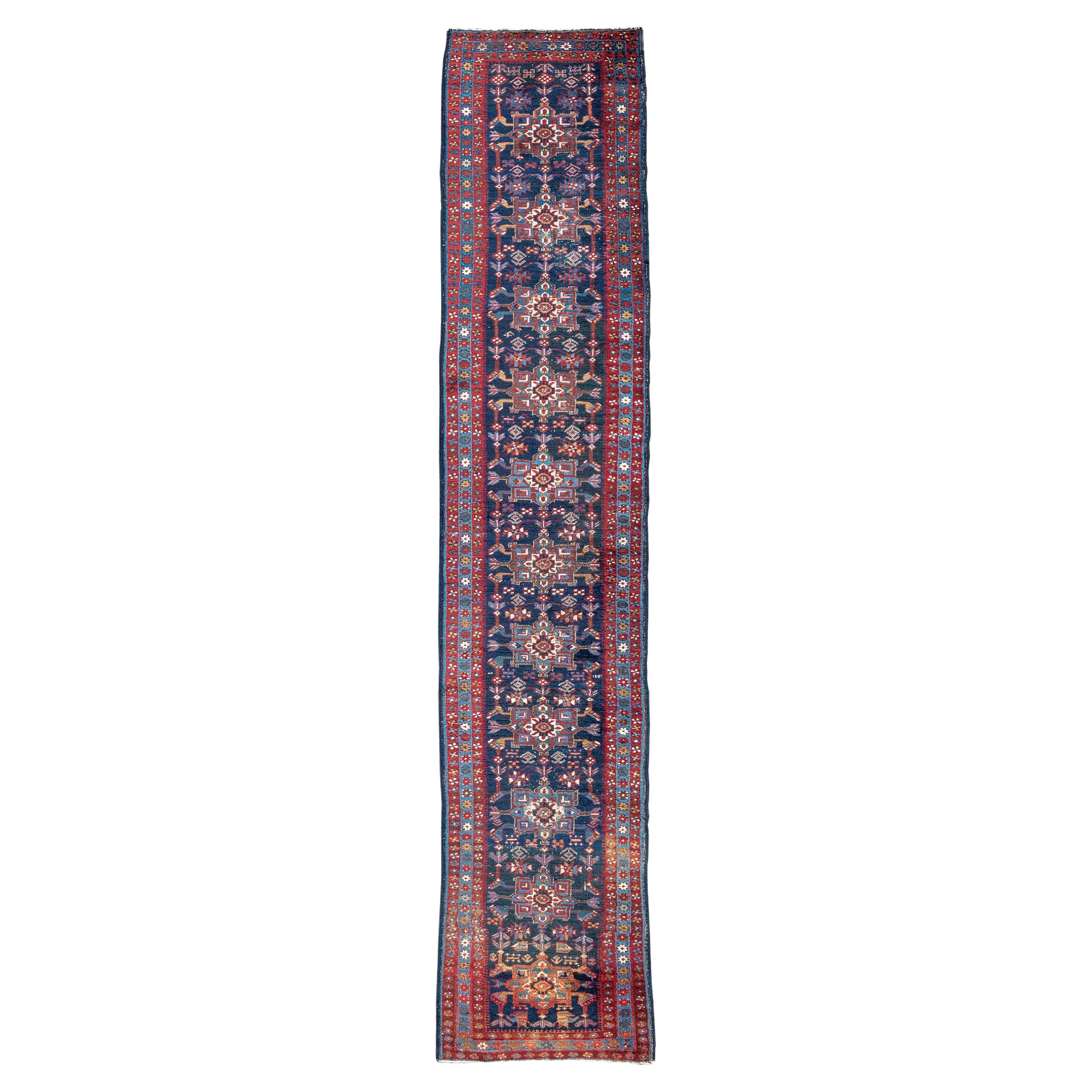 Antique Persian Heriz Runner Rug, Early 20th Century For Sale