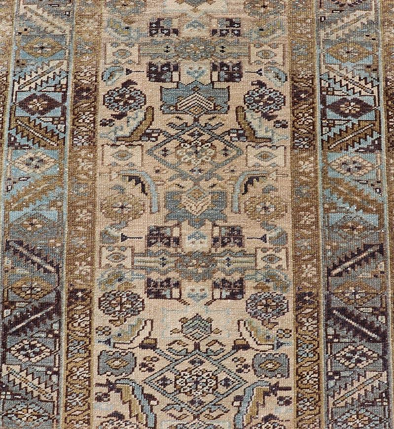 Antique Persian Heriz Runner with All Over Geometric Design 3’4” x 14’ For Sale 3