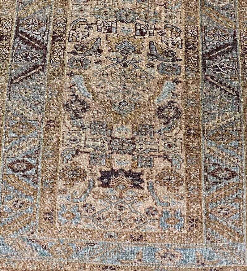 Antique Persian Heriz Runner with All Over Geometric Design 3’4” x 14’ For Sale 2