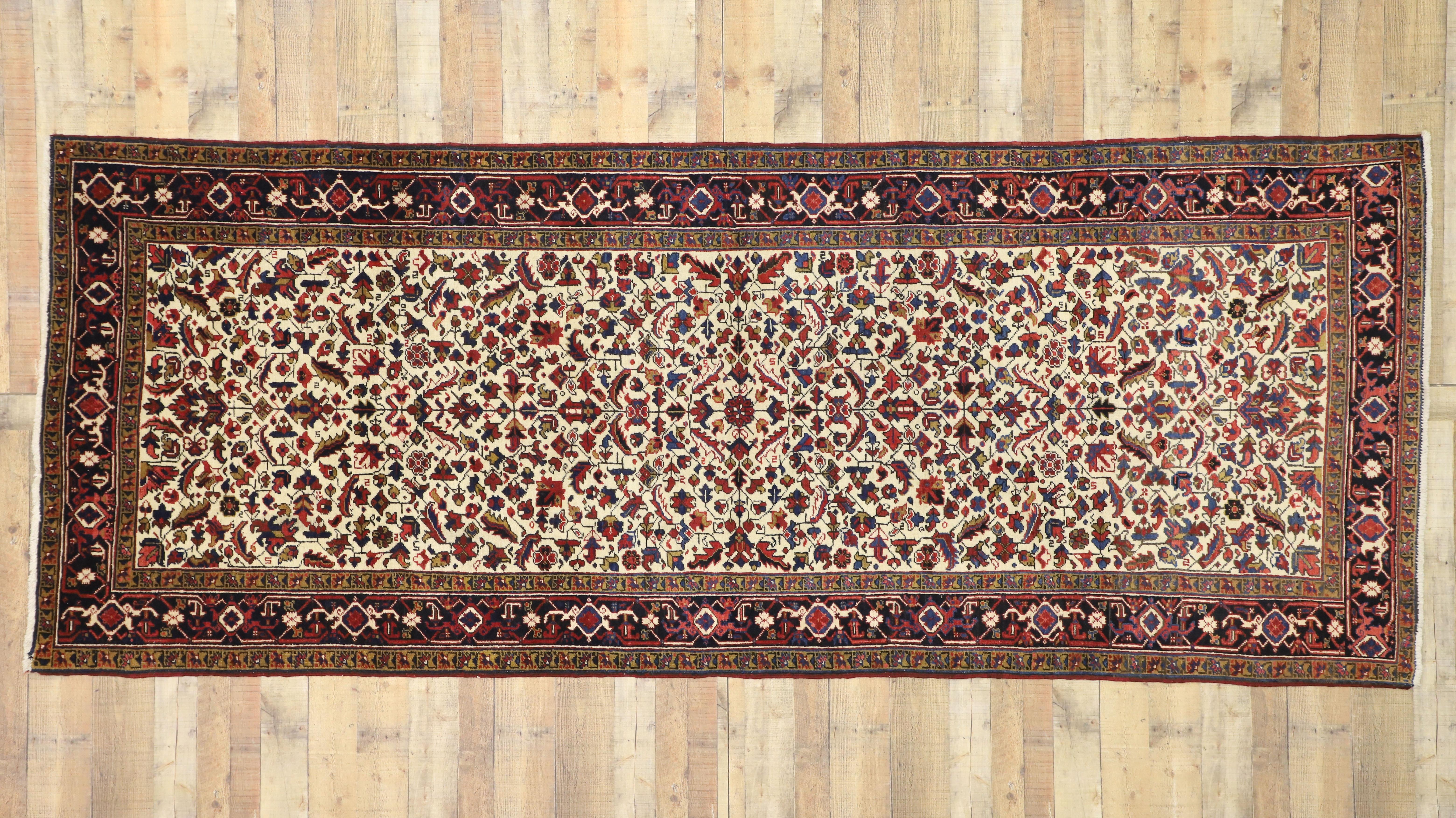 20th Century Antique Persian Heriz Runner with Tudor Manor House Style