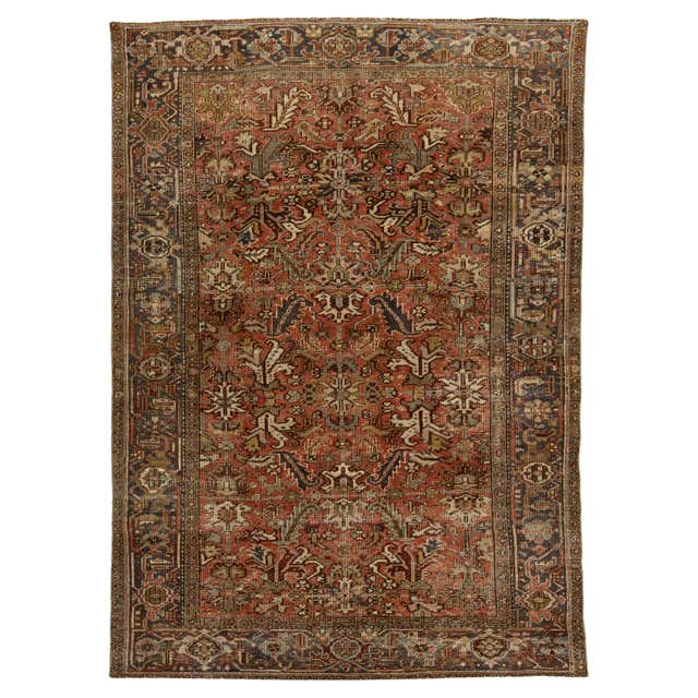Room Size Handmade Mahal Rust Wool Rug Vintage Designed For Sale at 1stDibs