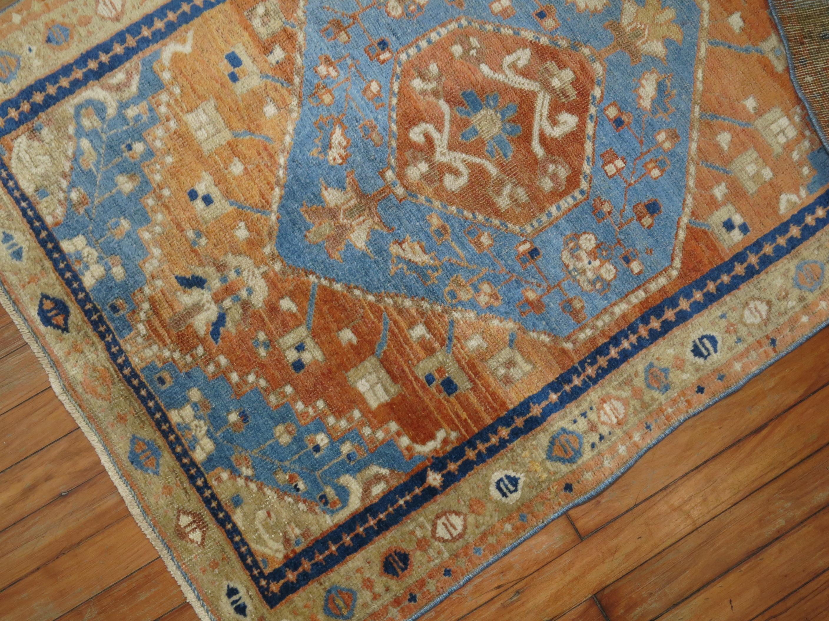 Mid-Century Modern Antique Persian Heriz Scatter Rug