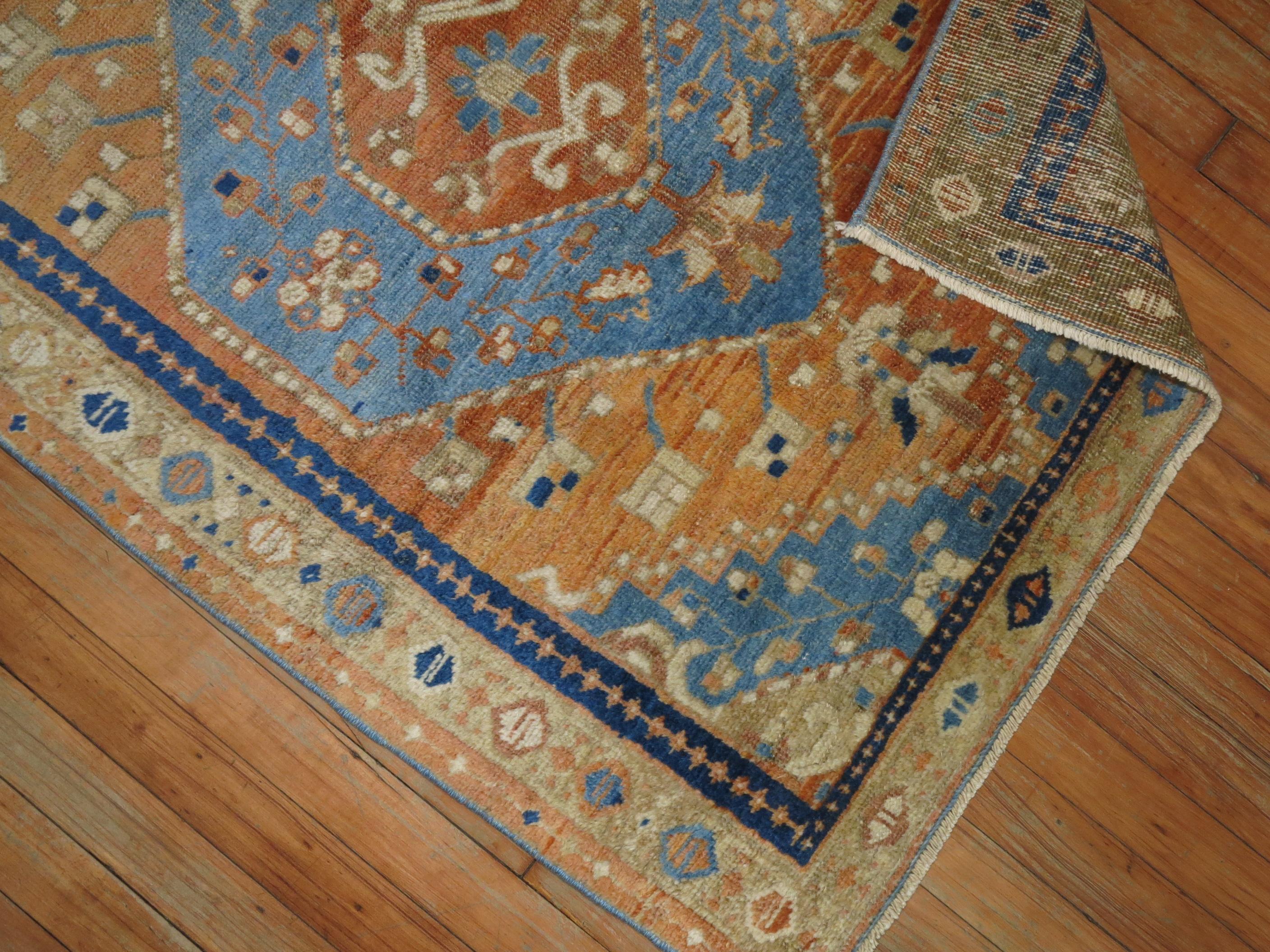 Hand-Knotted Antique Persian Heriz Scatter Rug