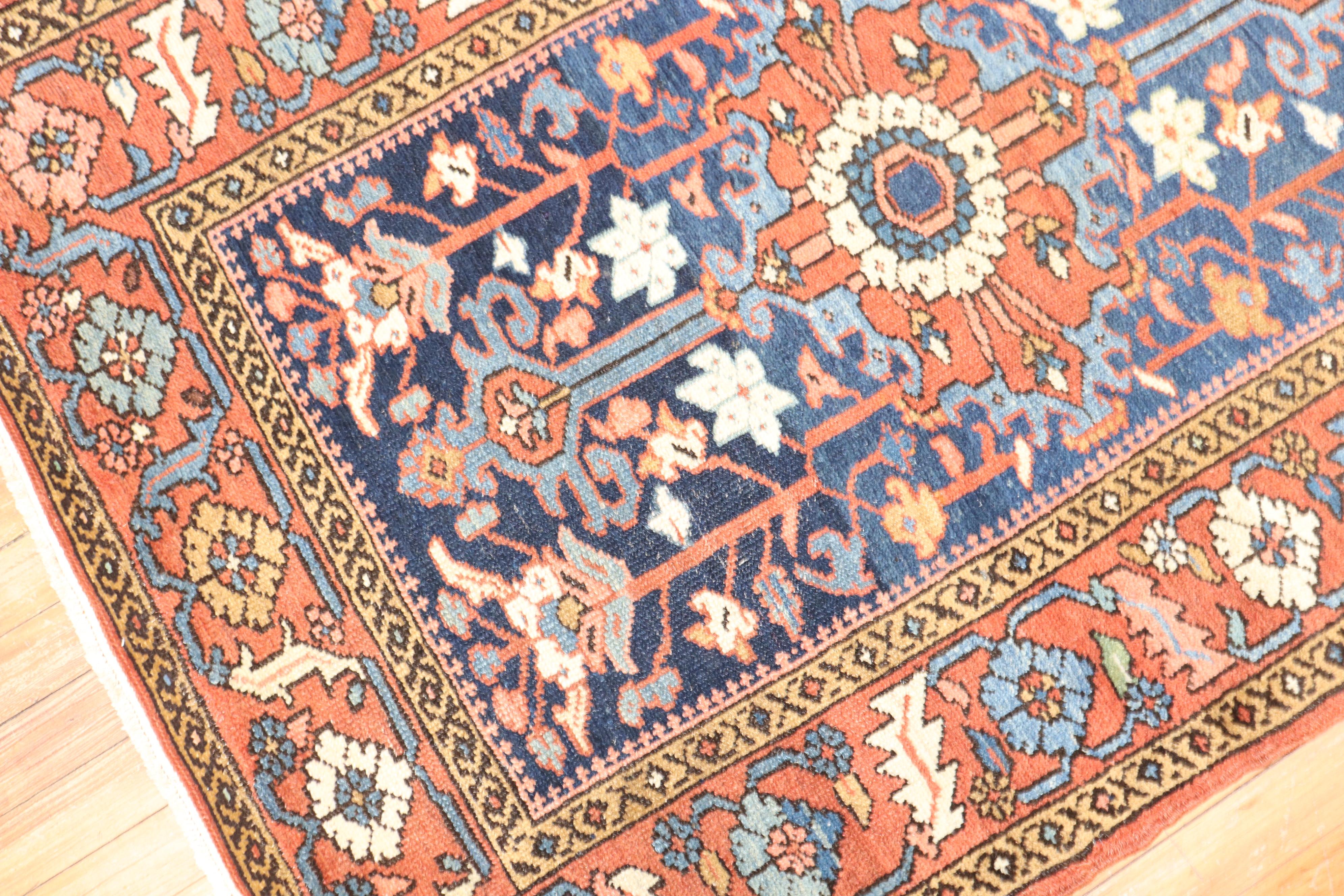 Hand-Woven Antique Persian Heriz Scatter Rug For Sale