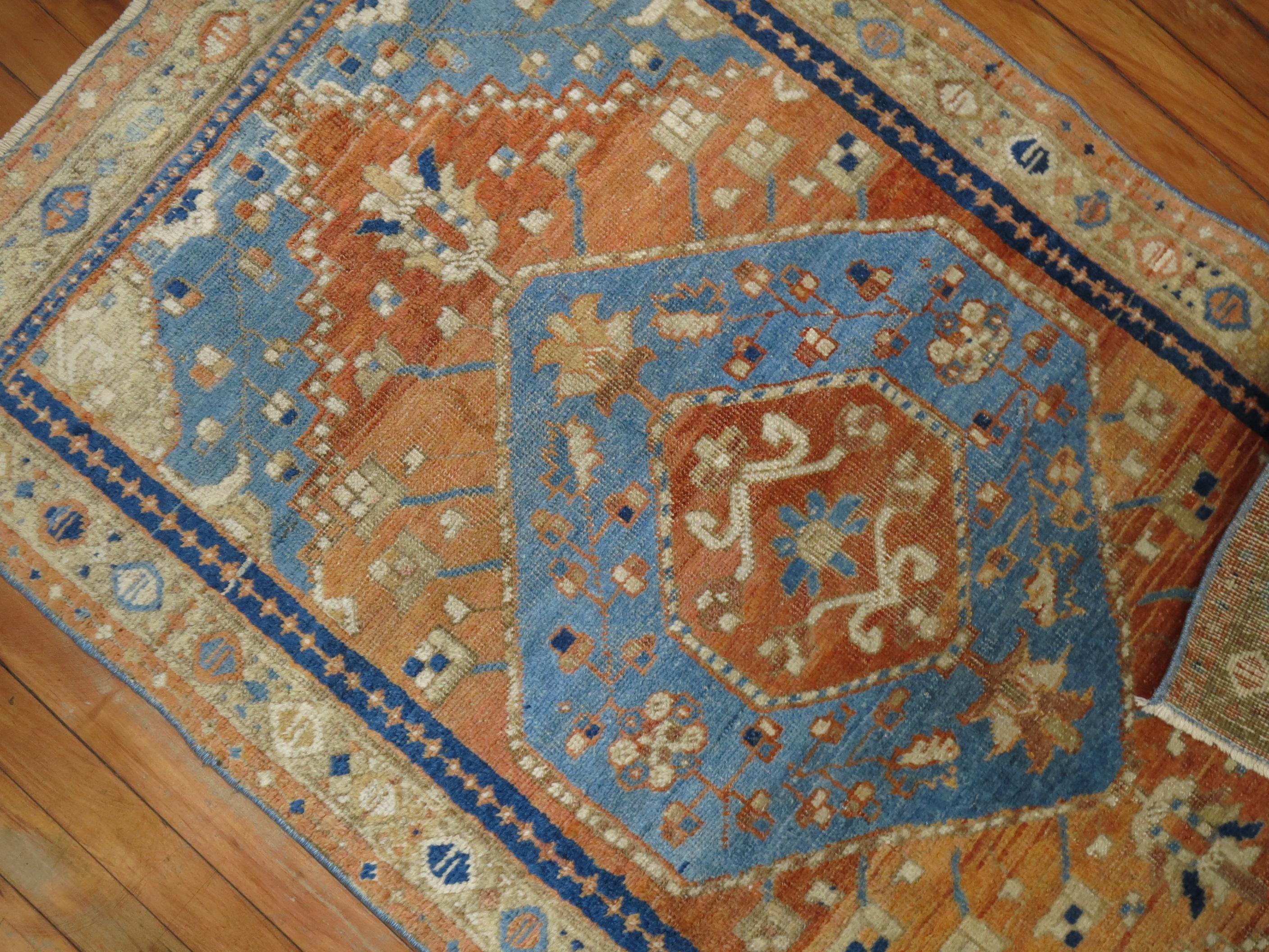 Antique Persian Heriz Scatter Rug In Good Condition In New York, NY