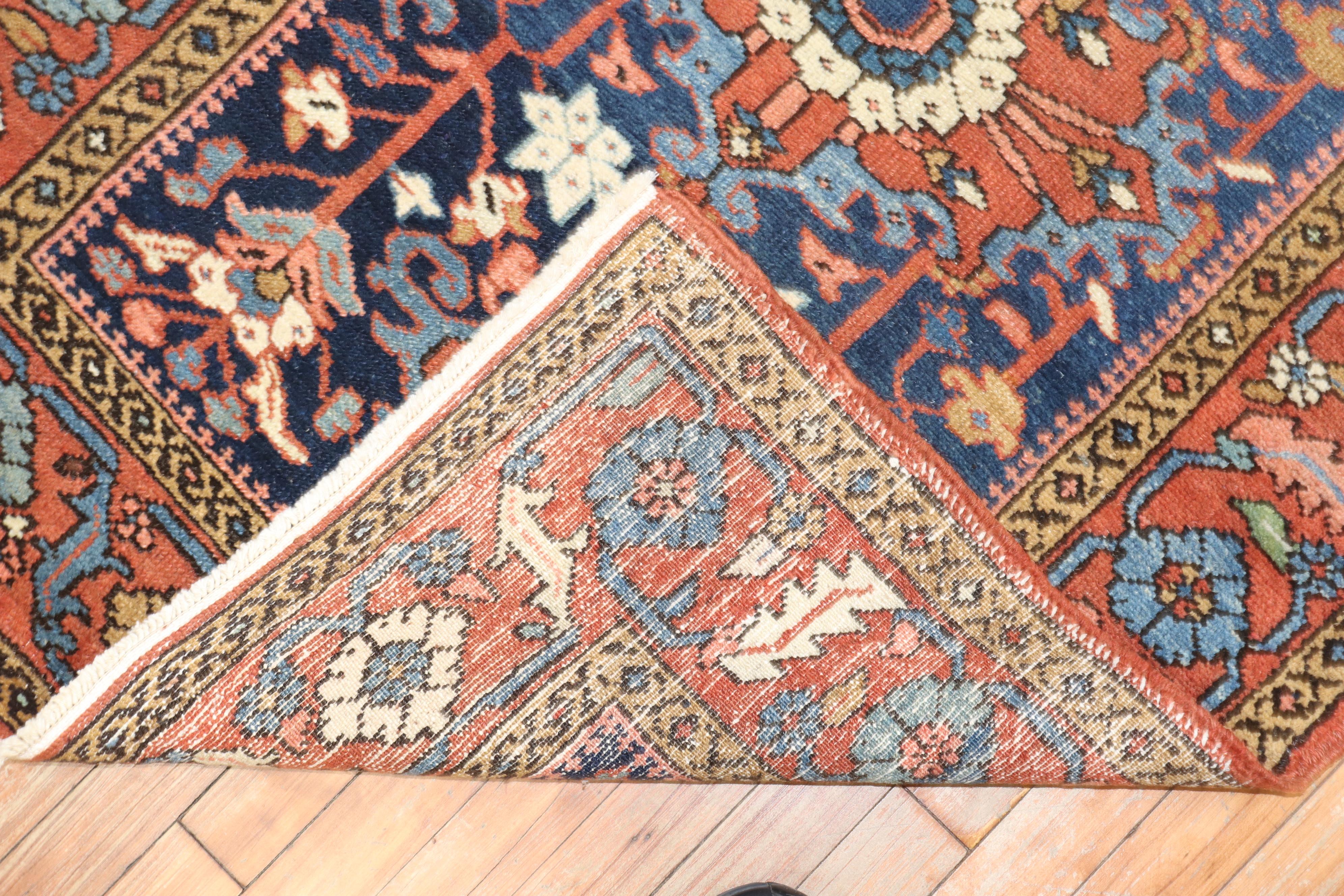 Antique Persian Heriz Scatter Rug In Good Condition For Sale In New York, NY