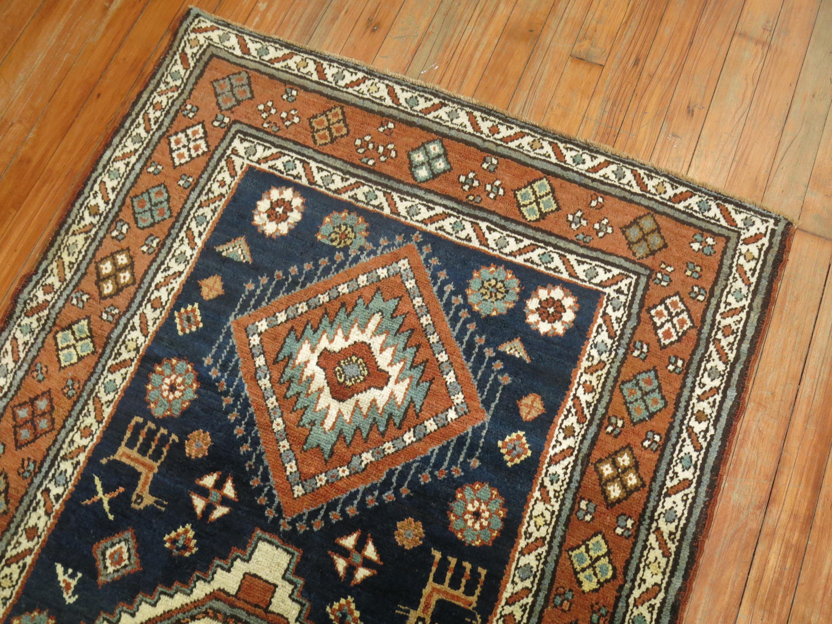 Antique Persian Heriz Scatter Tribal Rug In Excellent Condition In New York, NY