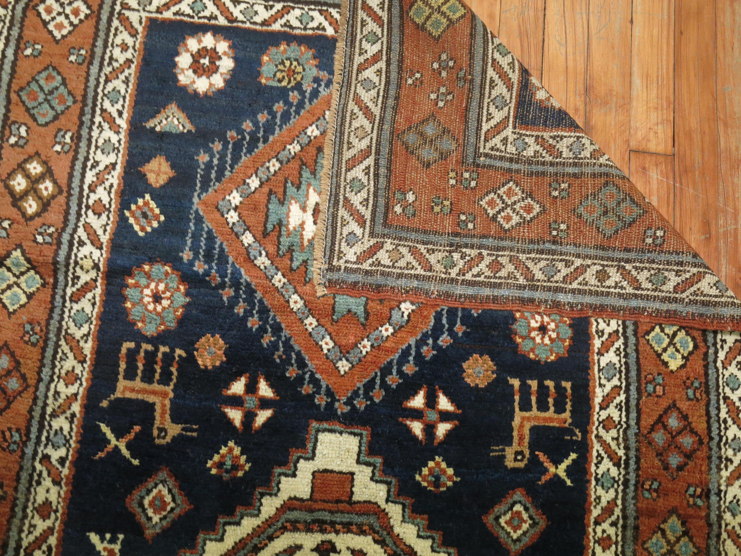20th Century Antique Persian Heriz Scatter Tribal Rug