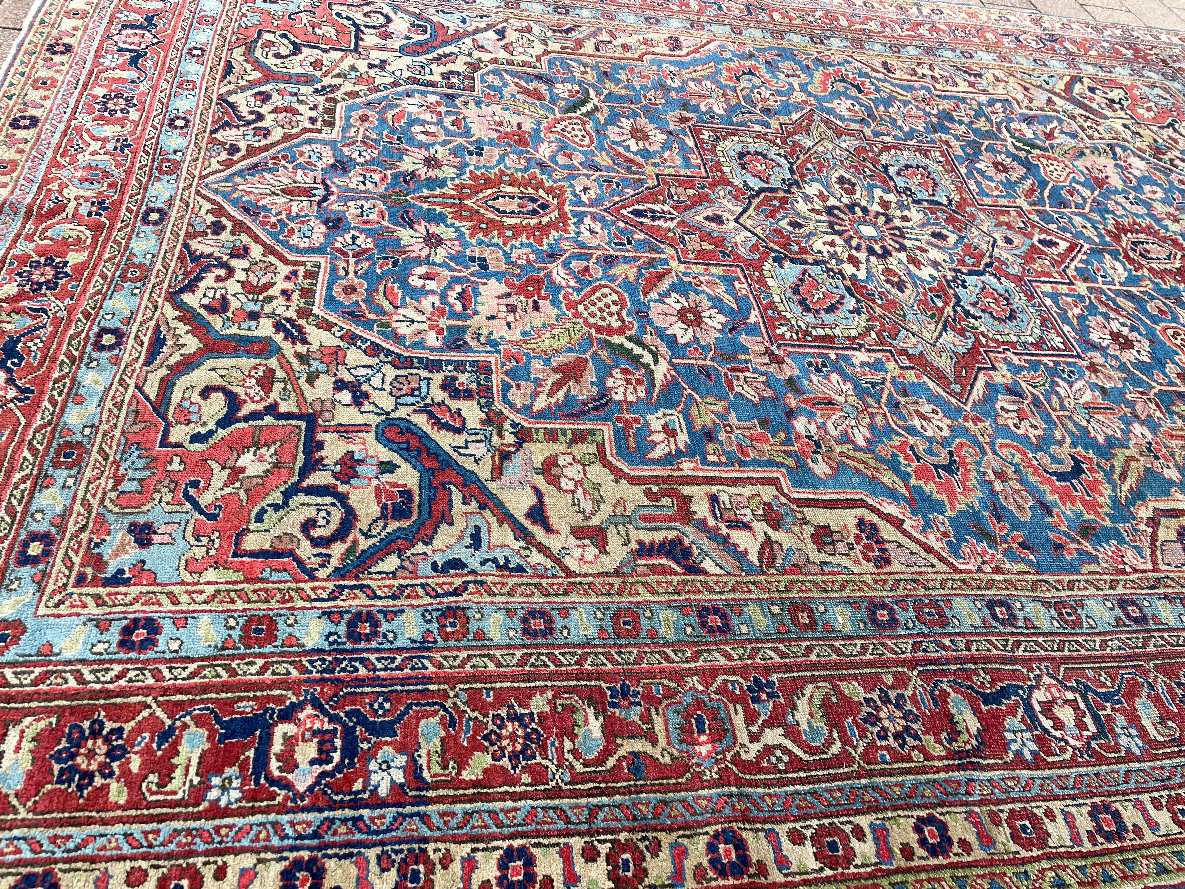  Antique Persian Heriz/Serapi,  hailing from the Iranian province of Eastern Azerbaijan and the encompassing Heriz region,  hold a rich tapestry of history and craftsmanship. The village of Serab, nestled to the south of the Heriz region in North