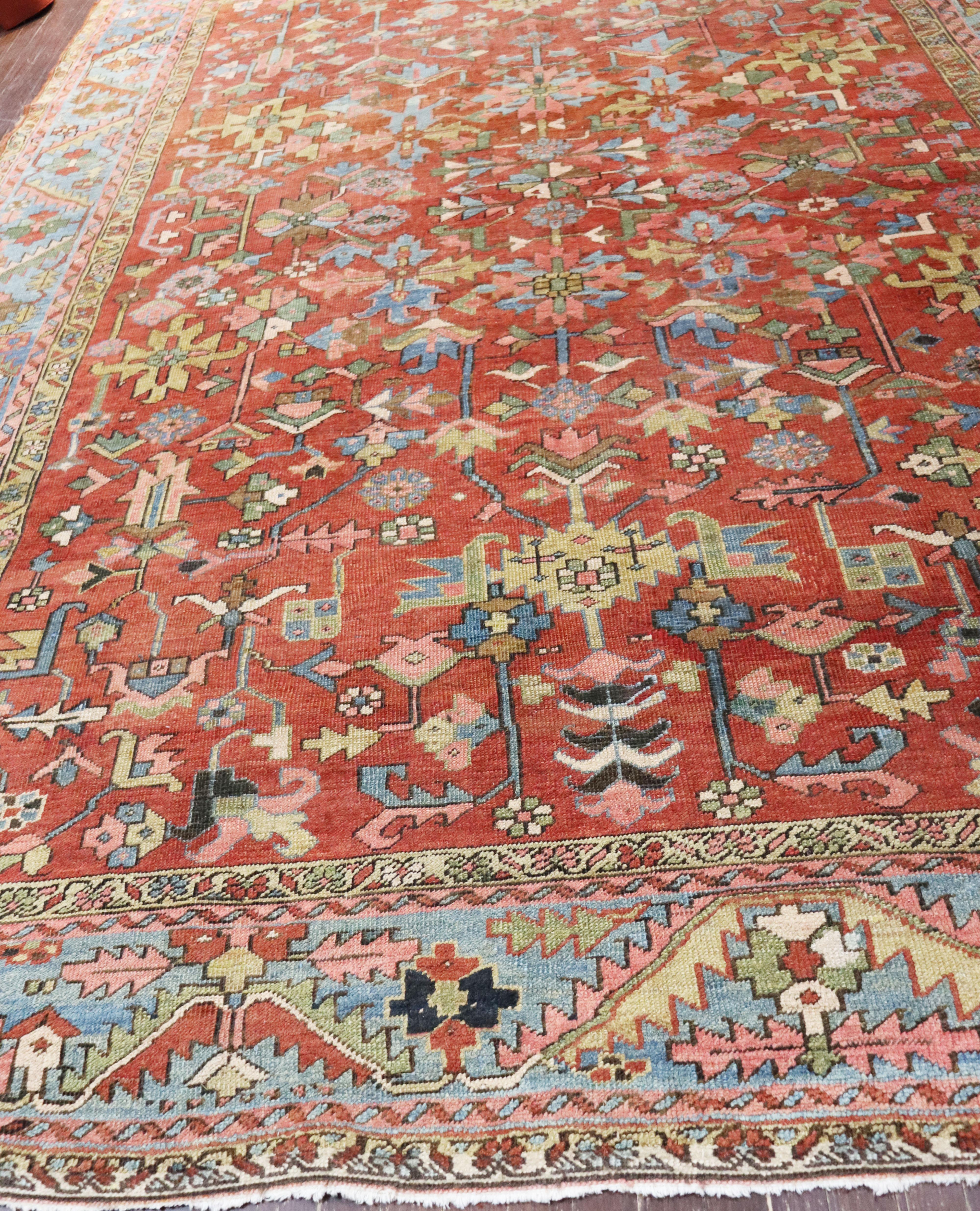 Wool Antique Persian Heriz/Serapi Carpet, Room Size