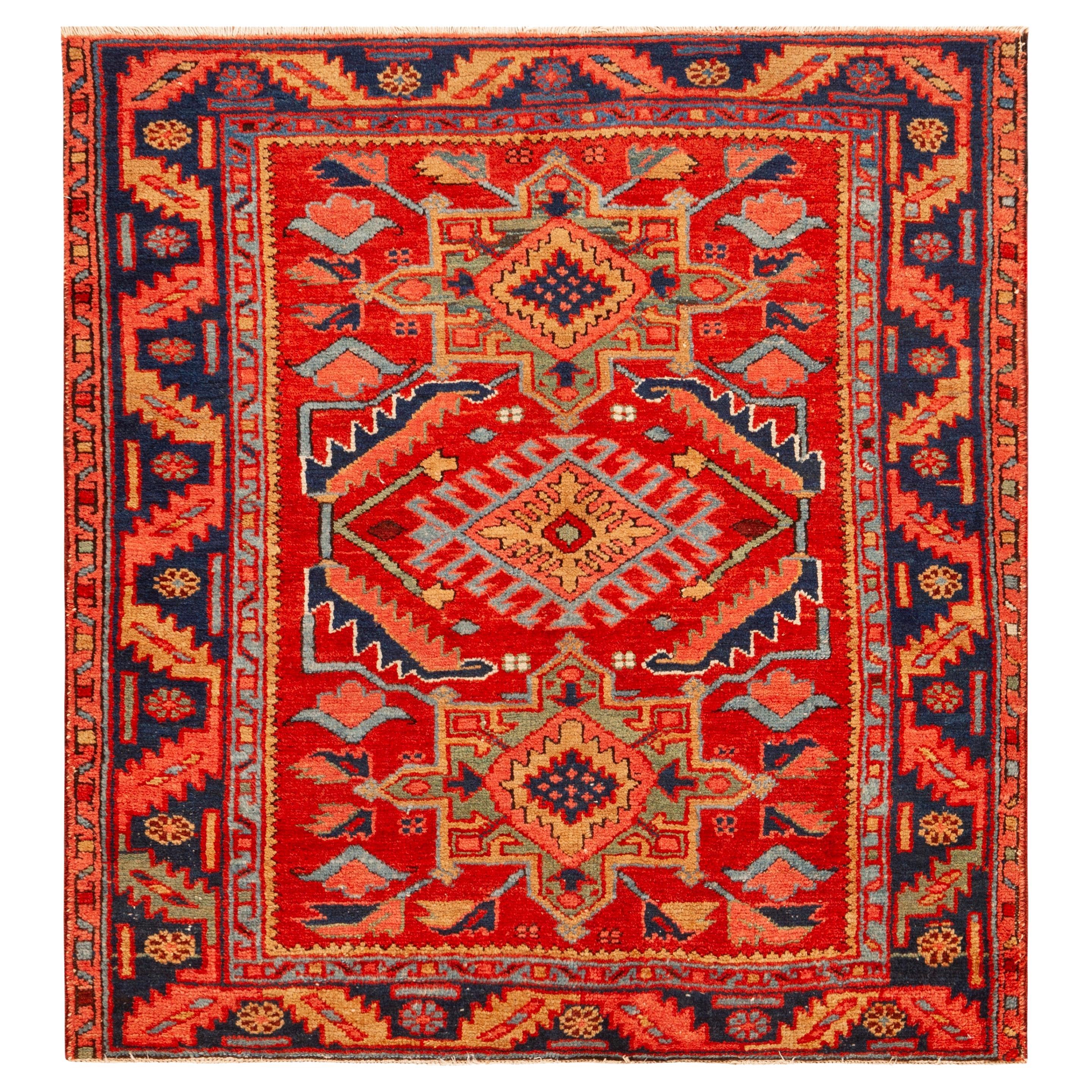 Nazmiyal Collection Antique Persian Heriz Serapi Geometric Rug 3'5" x 4"1"