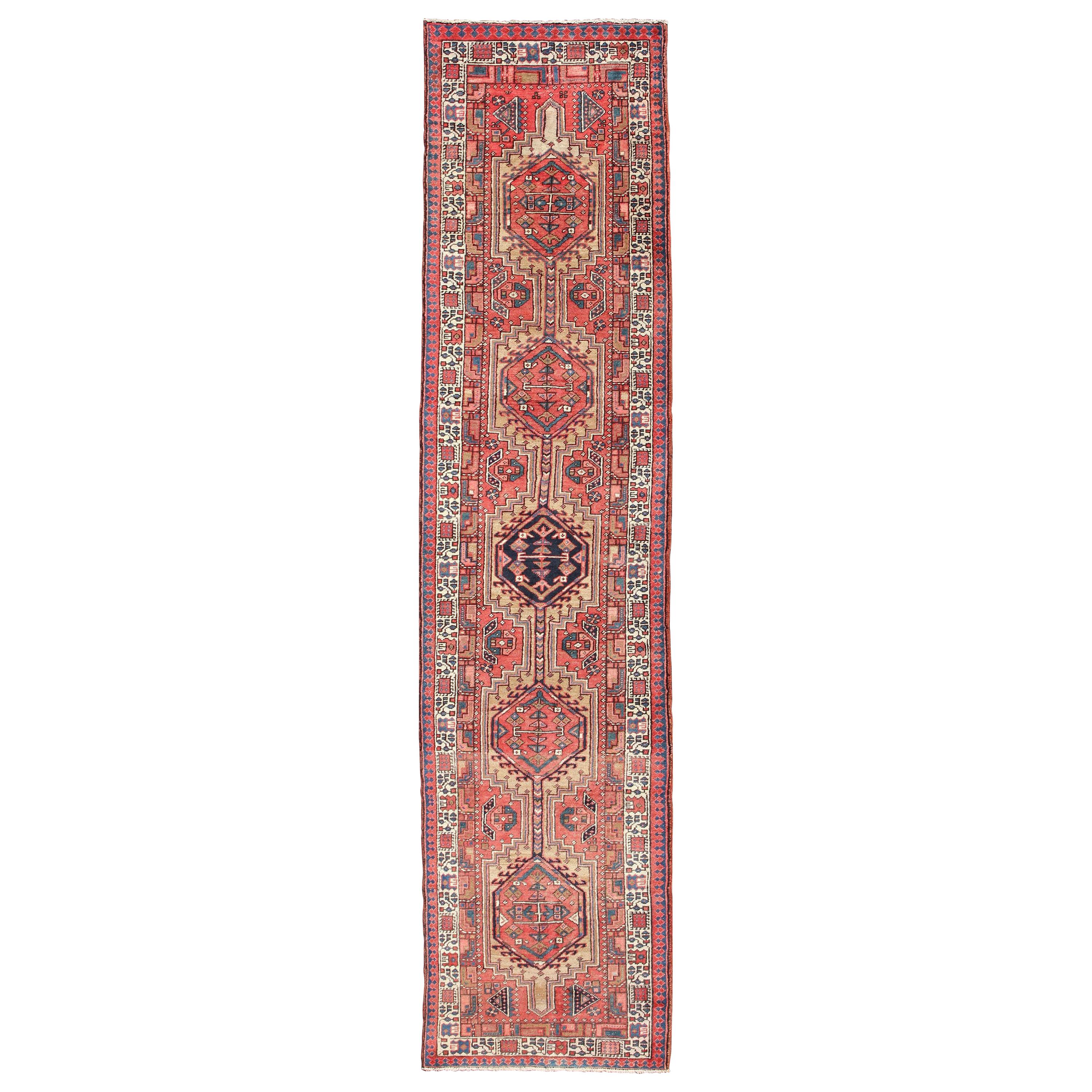 antique Persian Heriz-Serapi  long Runner   3'6 x 15'6