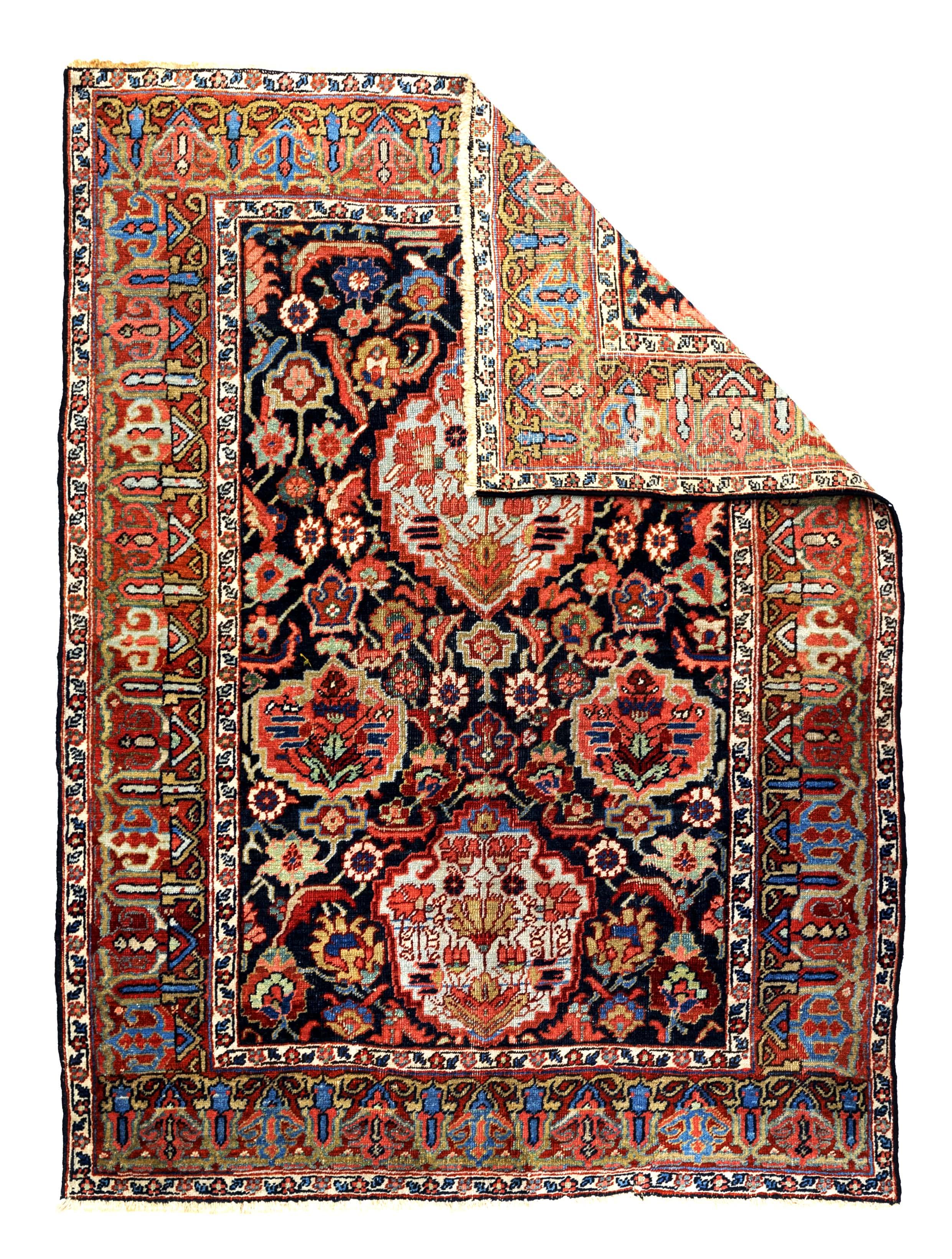 Tapis ancien persan Heriz Serapi 4'10