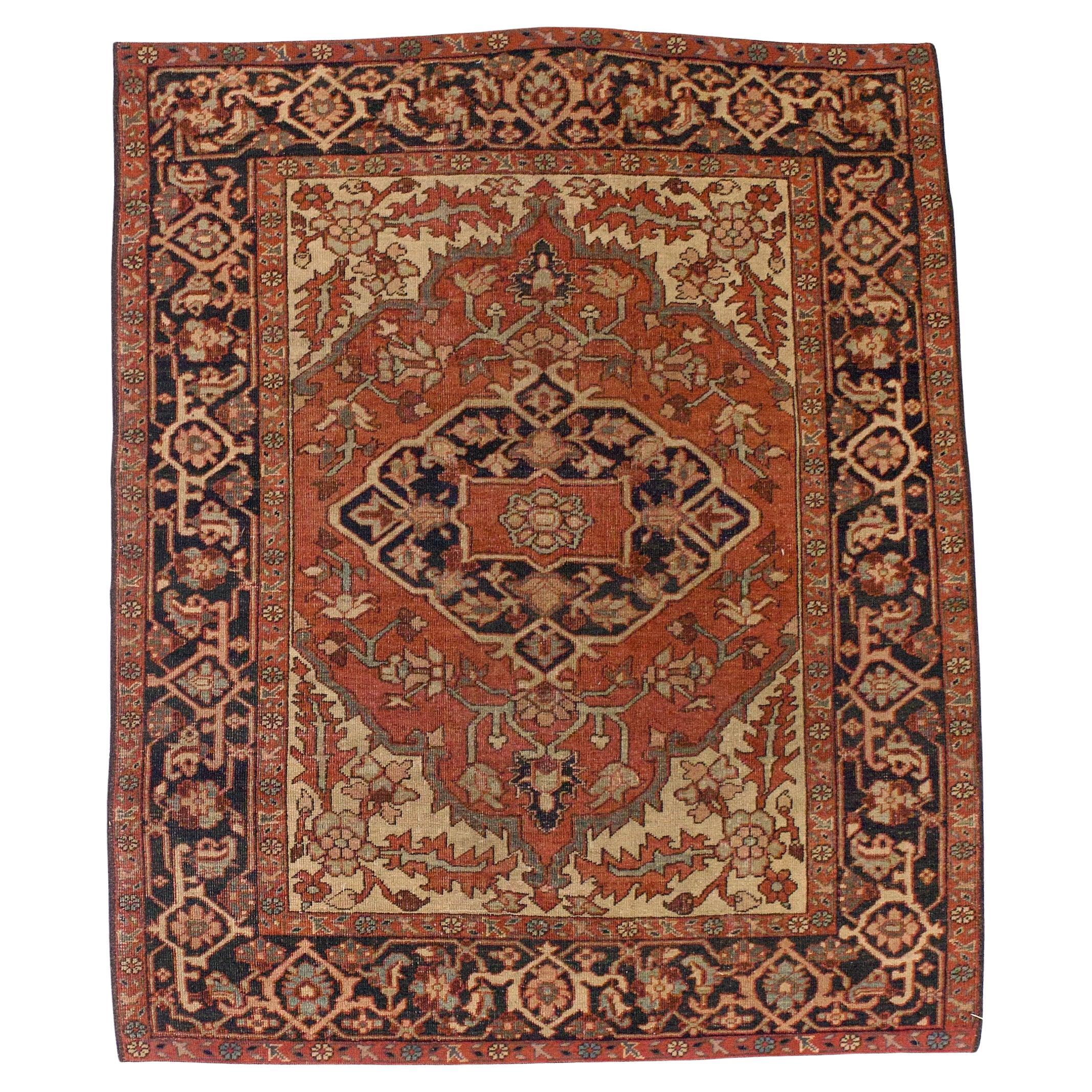 Antique Persian Heriz/Serapi Rug 5'1" x 6’1"