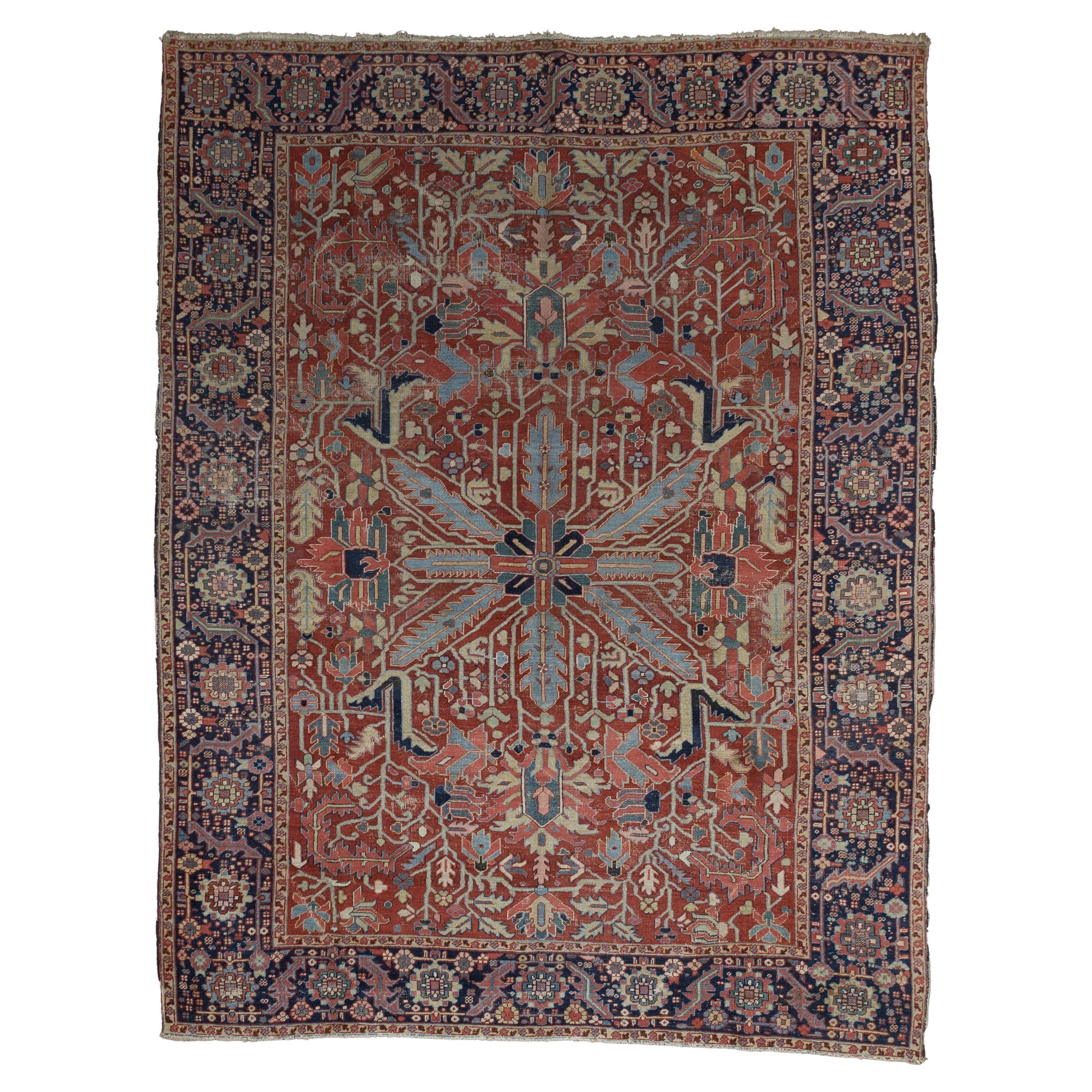 Antique Persian Heriz Serapi Rug 8'11" x 11’7” in vendita