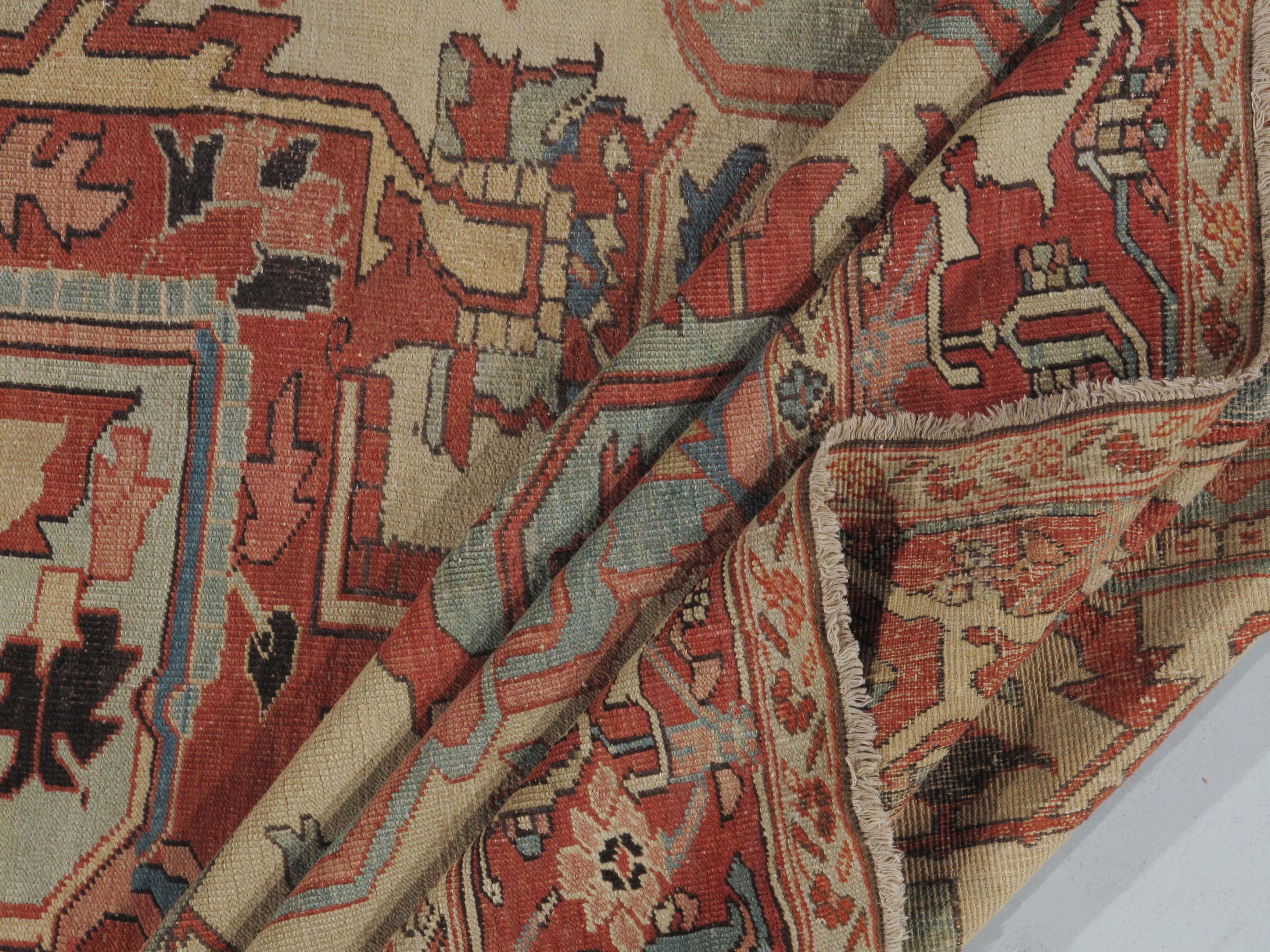 Hand-Woven Antique Persian Heriz Serapi Rug 9'2 x 15'