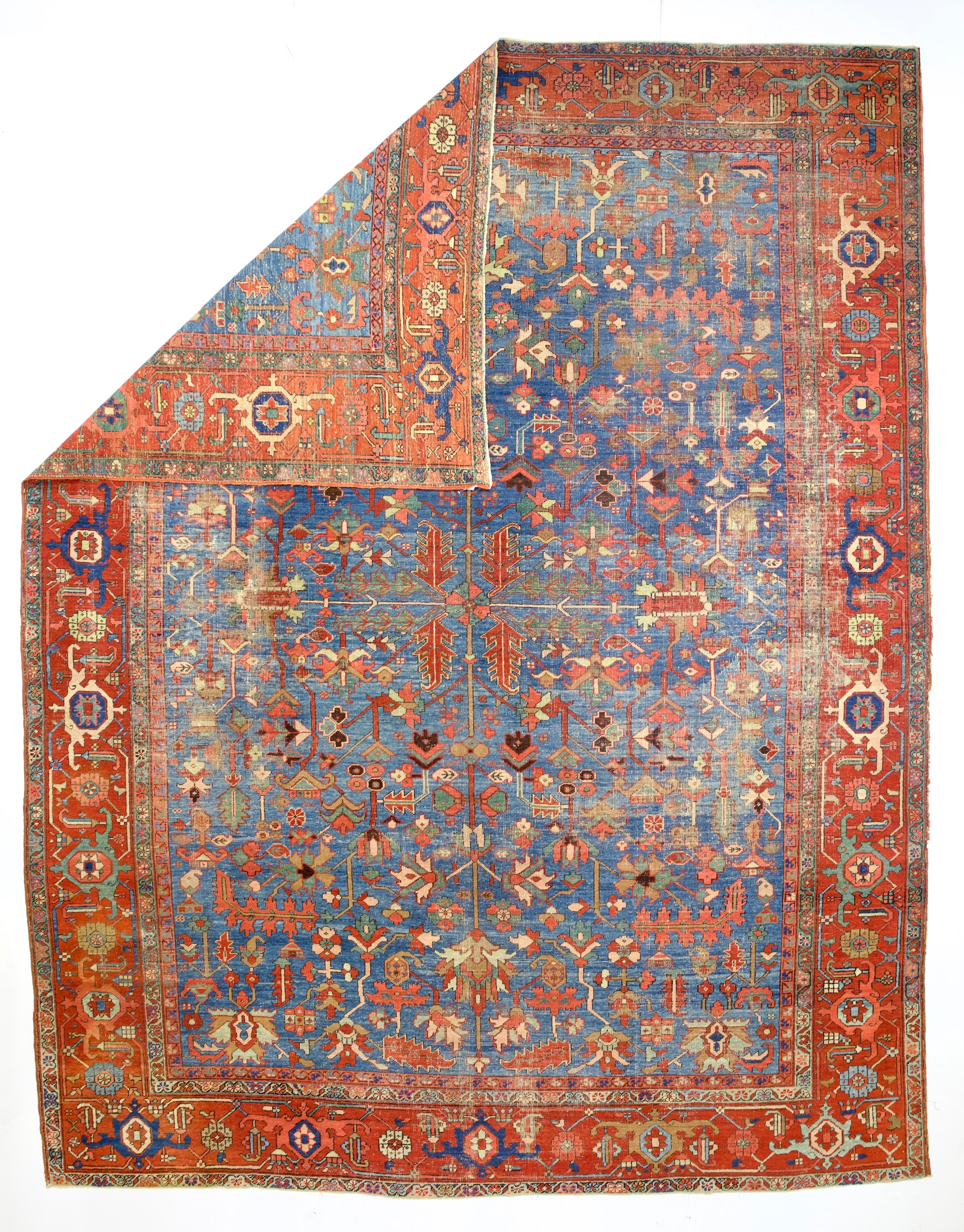 Antique Persian Heriz Serapi Rug 9’6” x 12’4”.