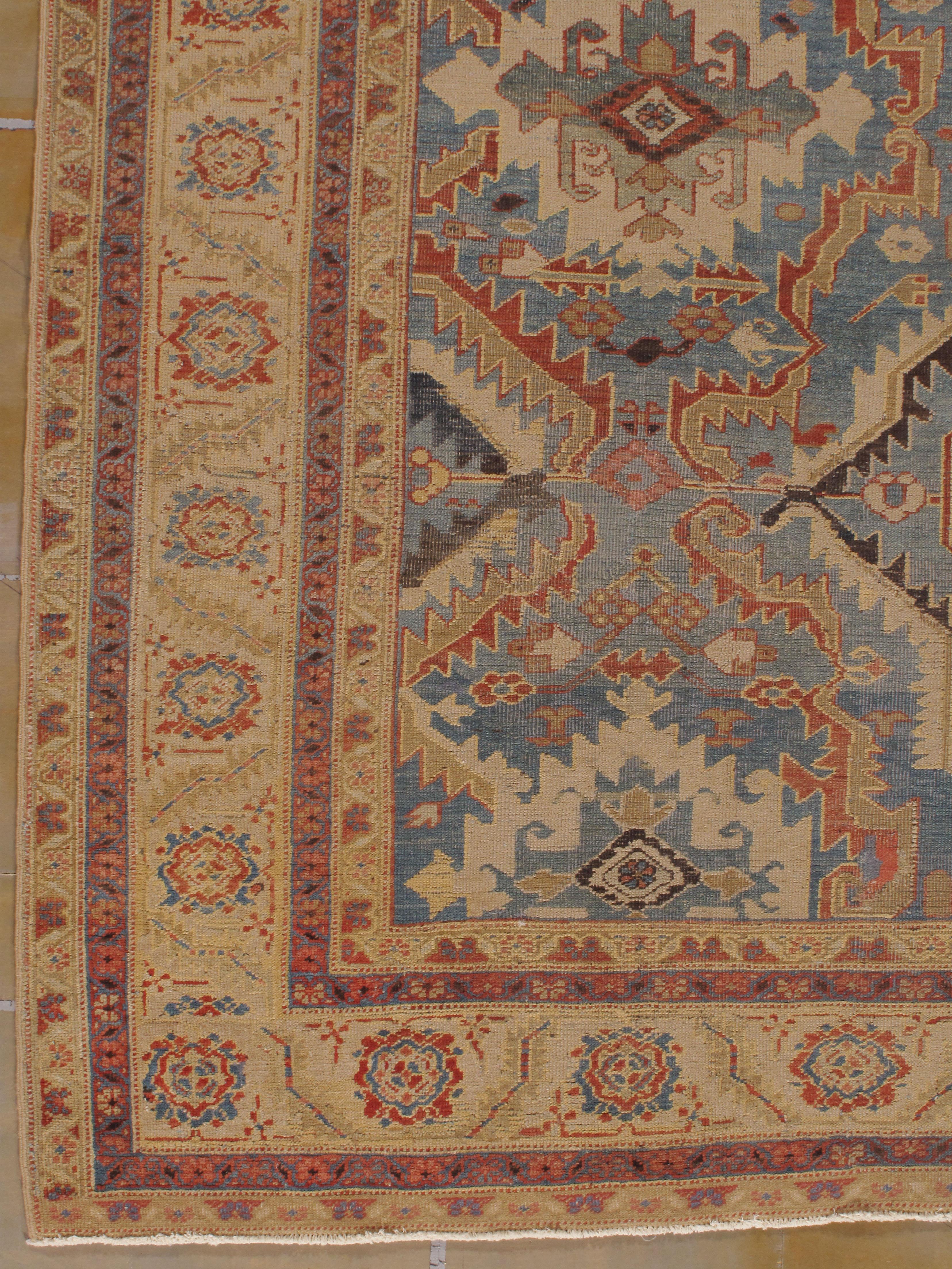 19th Century Antique Persian Heriz Serapi Rug, 9'7 x 12' For Sale