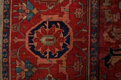 Antique Persian Heriz Serapi Handwoven Luxury Red Rug, 12'5 x 19' Size