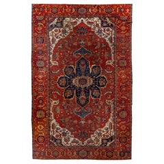 Antiker persischer Heriz Serapi handgewebter luxuriöser roter Teppich, 12'5 x 19' Größe