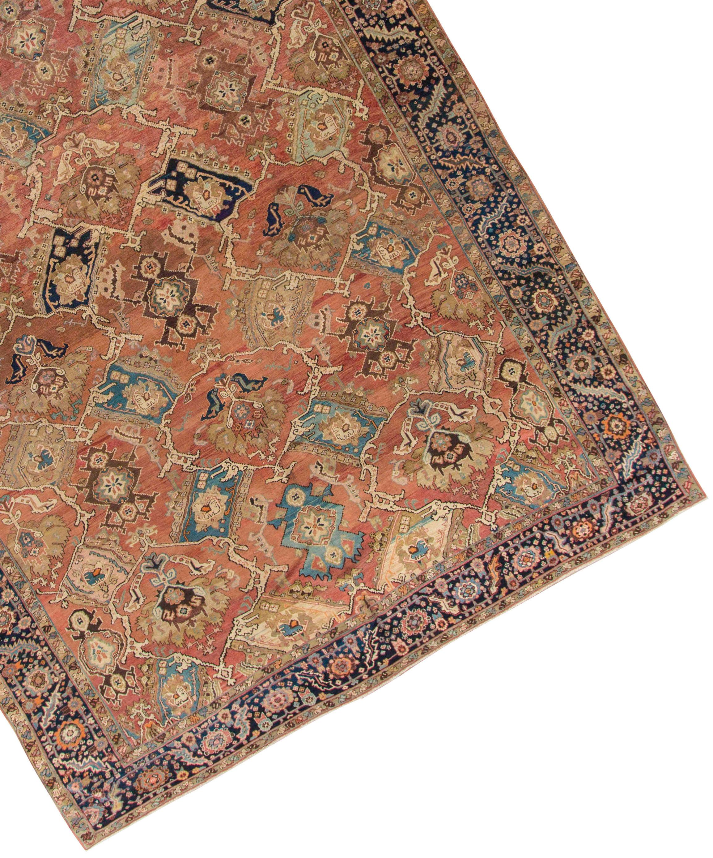 Antique Persian Heriz Serapi Rug, circa 1890, 9'11 x 13'. Antique Persian Heriz Serapi rug, circa 1890.Serapi carpets are a quality designation for Heriz pieces of a firmer weave, shorter pile and finer quality. There is no village of Serapi among