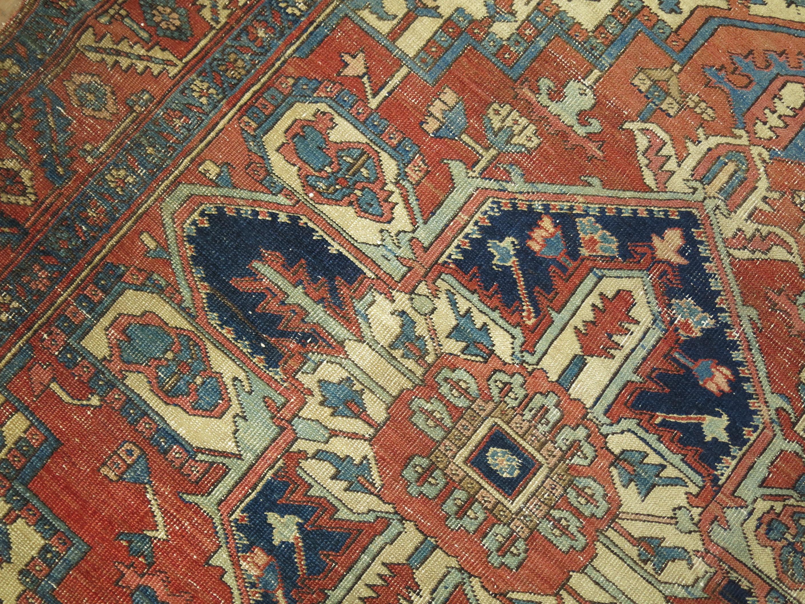 Zabihi Collection Antique Square Heriz Carpet For Sale 1