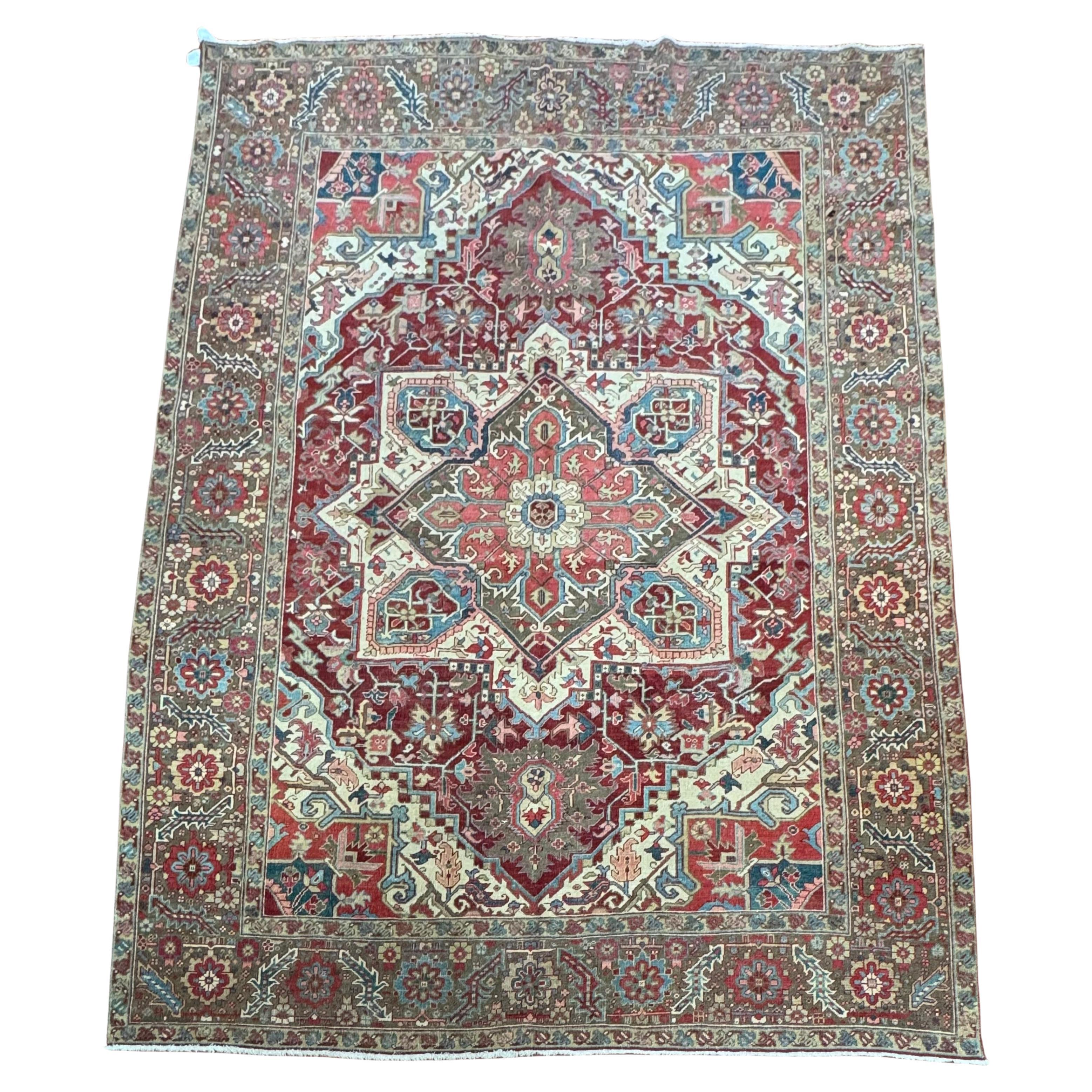 Antique Persian Heriz Serapi rug