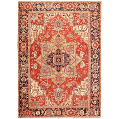 Nazmiyal Collection Antique Persian Heriz Serapi Rug. Size: 11 ft 2 in x 16 ft
