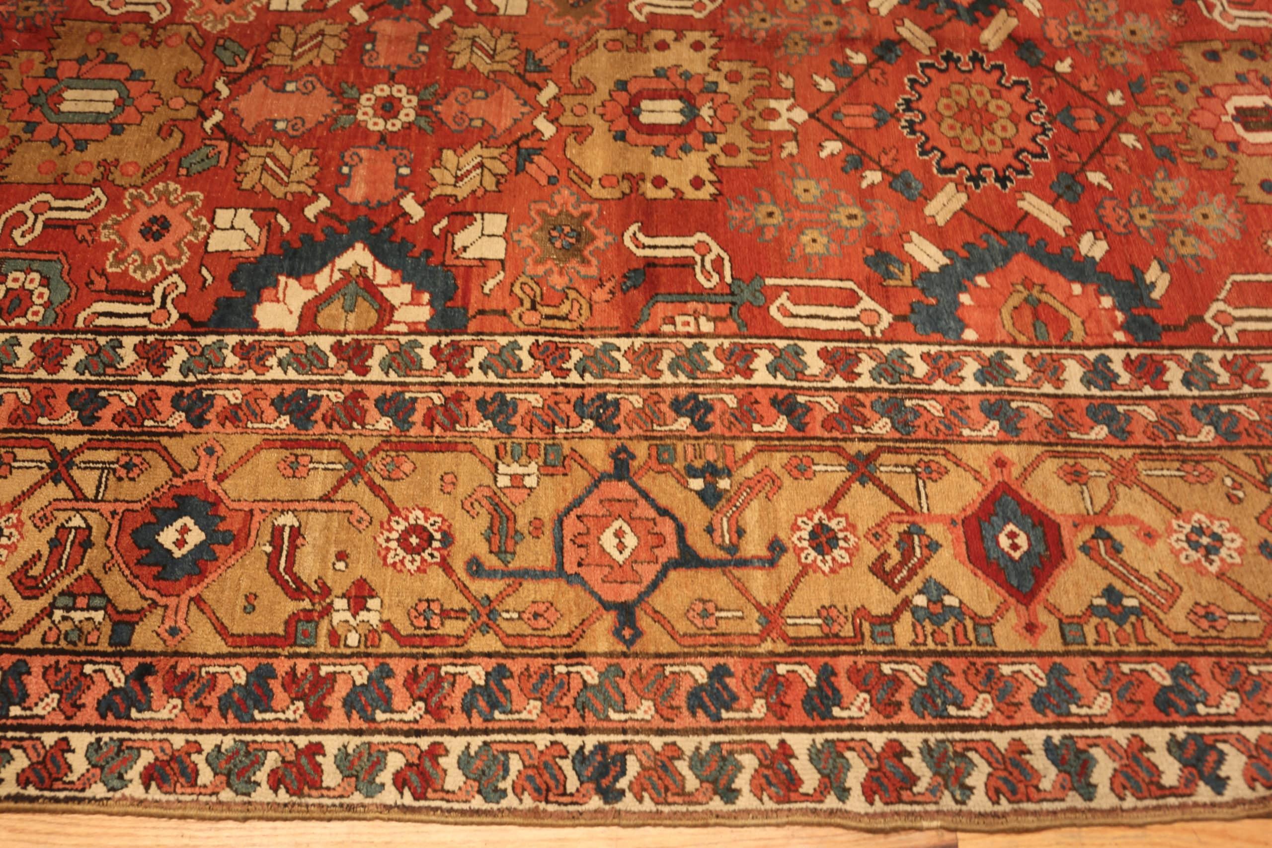Oversized Antique Persian Heriz Serapi Rug, Country of origin / rug type: Persian rugs, Circa date: 1900. Size: 11 ft 8 in x 21 ft 8 in (3.56 m x 6.6 m)

