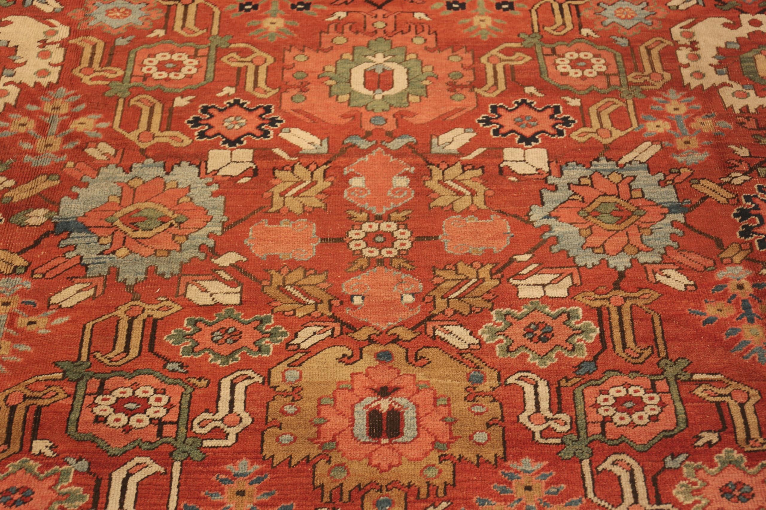 20th Century Antique Persian Heriz Serapi Rug. 11 ft 8 in x 21 ft 8 in For Sale