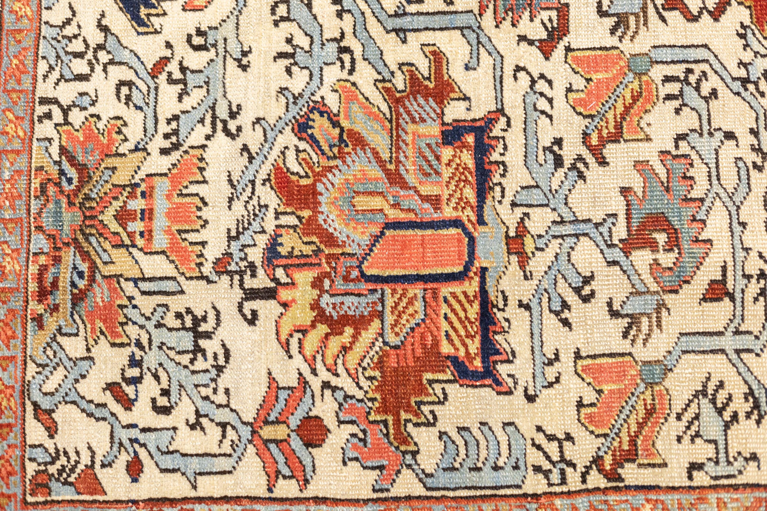 Antiker persischer Heriz Serapi Teppich in ungewöhnlichem Design 7'9