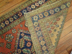 Antique Persian Heriz Small Geometric Runner