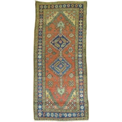 Antique Persian Heriz Small Geometric Runner