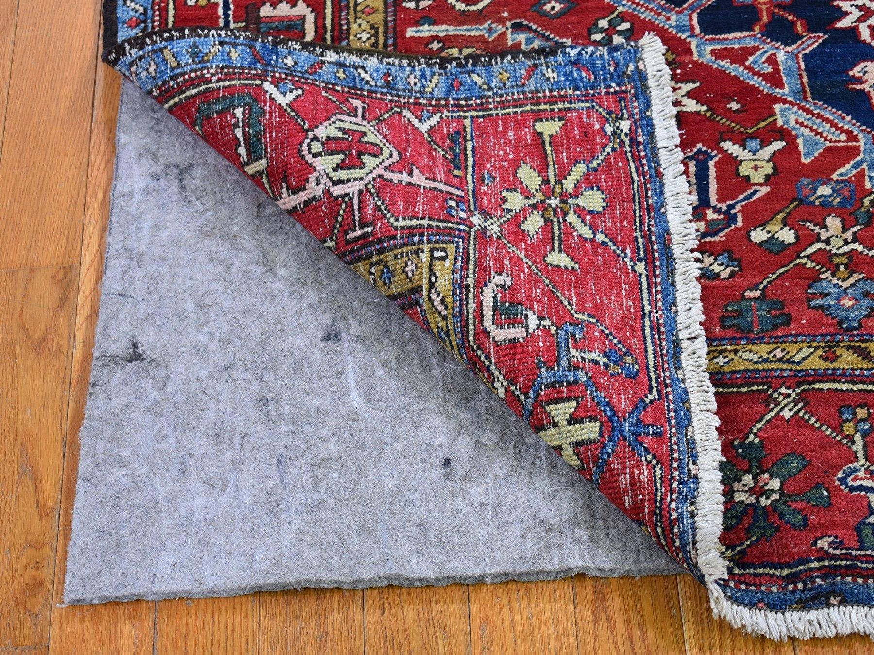 Heriz Serapi Antique Persian Heriz Smaller Rare Size Natural Wool Hand Knotted Oriental Rug For Sale