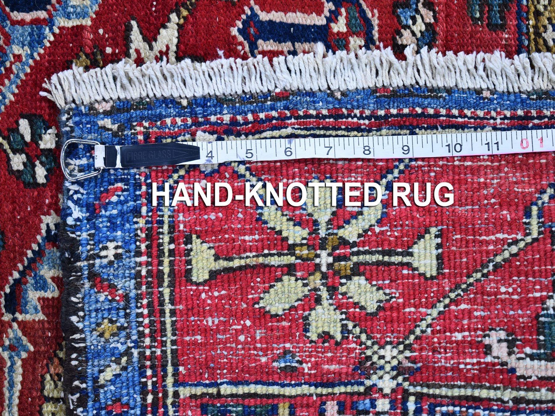Antique Persian Heriz Smaller Rare Size Natural Wool Hand Knotted Oriental Rug For Sale 1