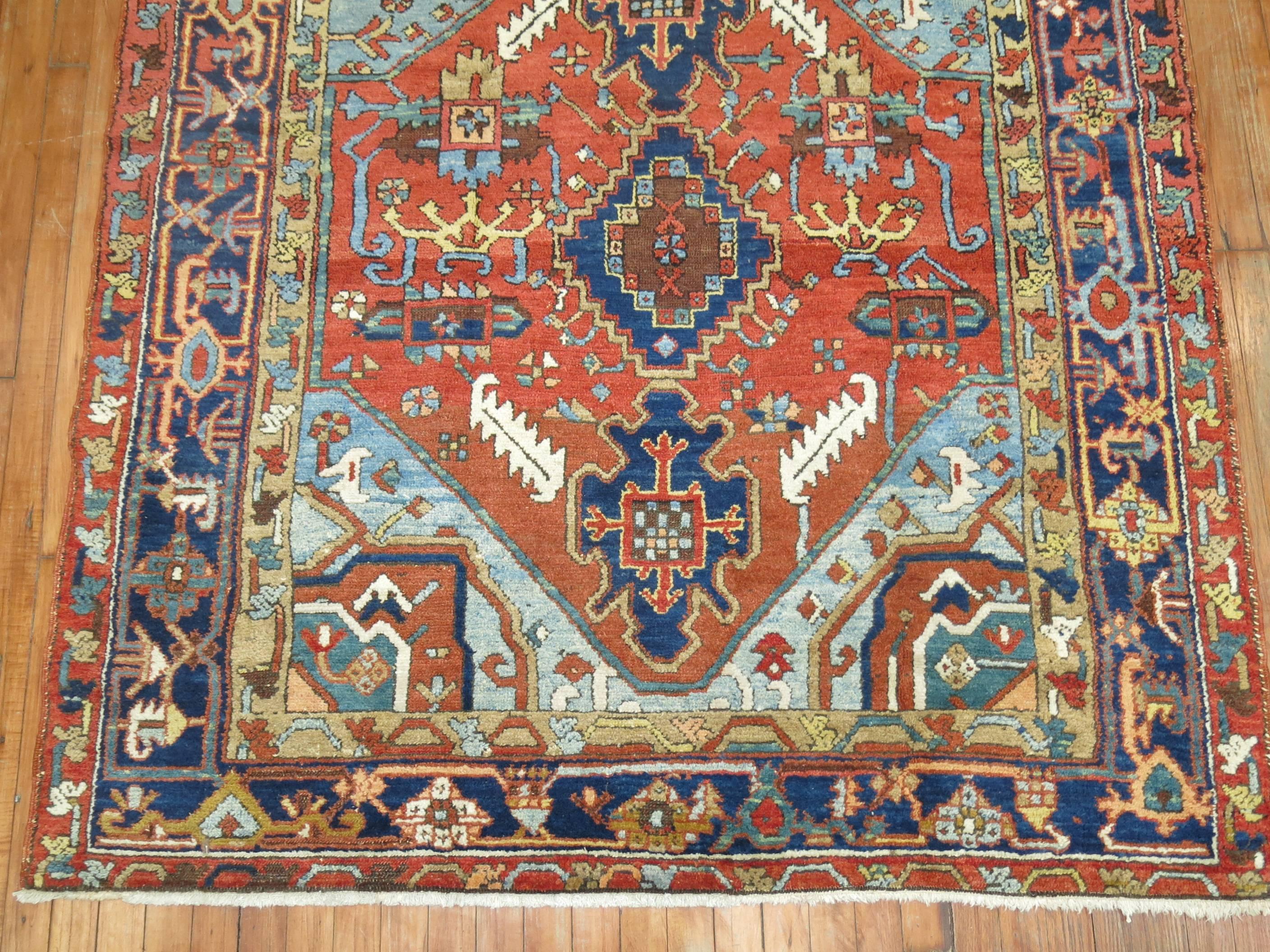 Antique Persian Heriz Square Rug In Excellent Condition In New York, NY