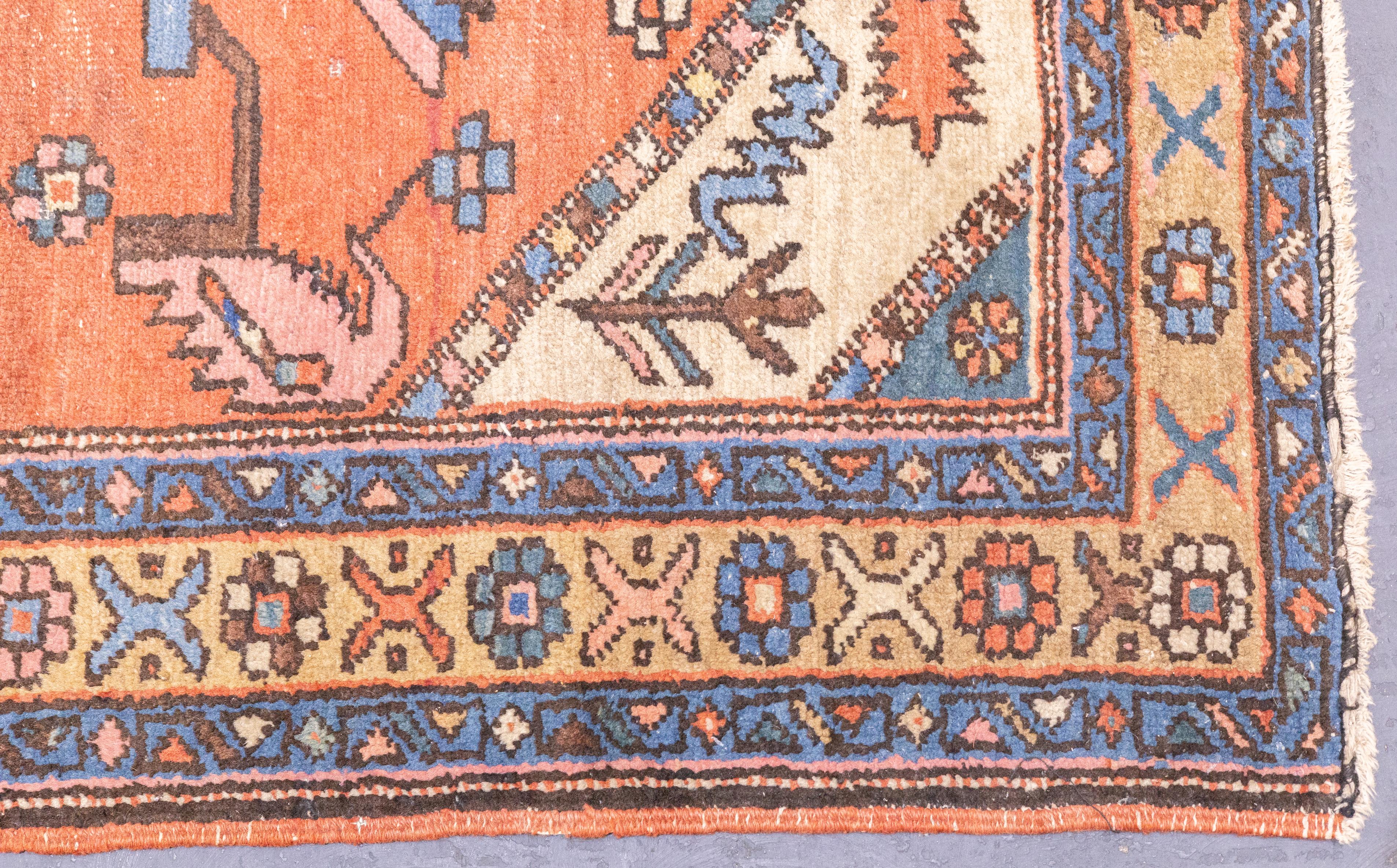 Tapis persan ancien Heriz en laine 2'10'' x 4'10'' Bon état - En vente à New York, NY