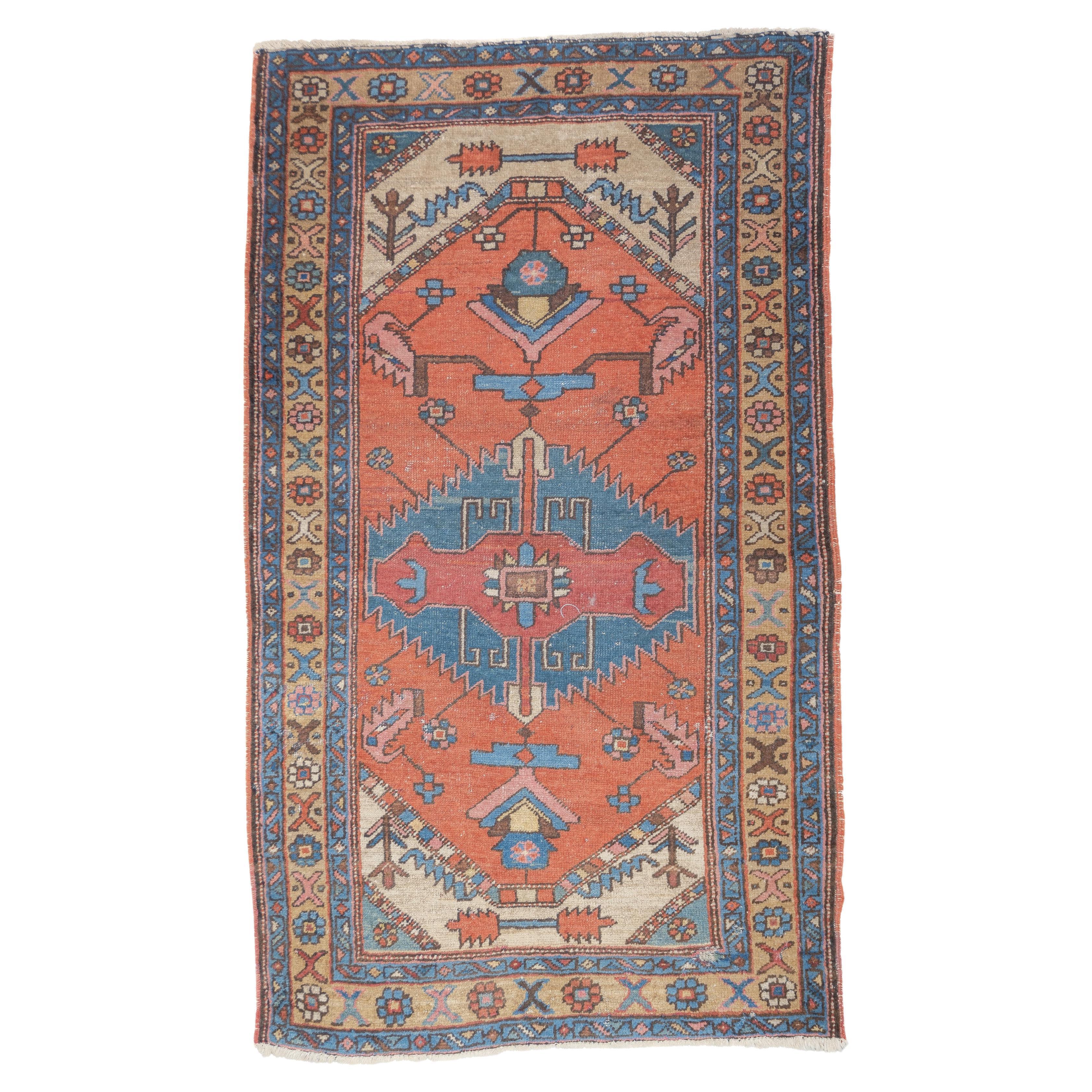 Antiker persischer Heriz-Wollteppich aus Heriz 2'10'' x 4'10''