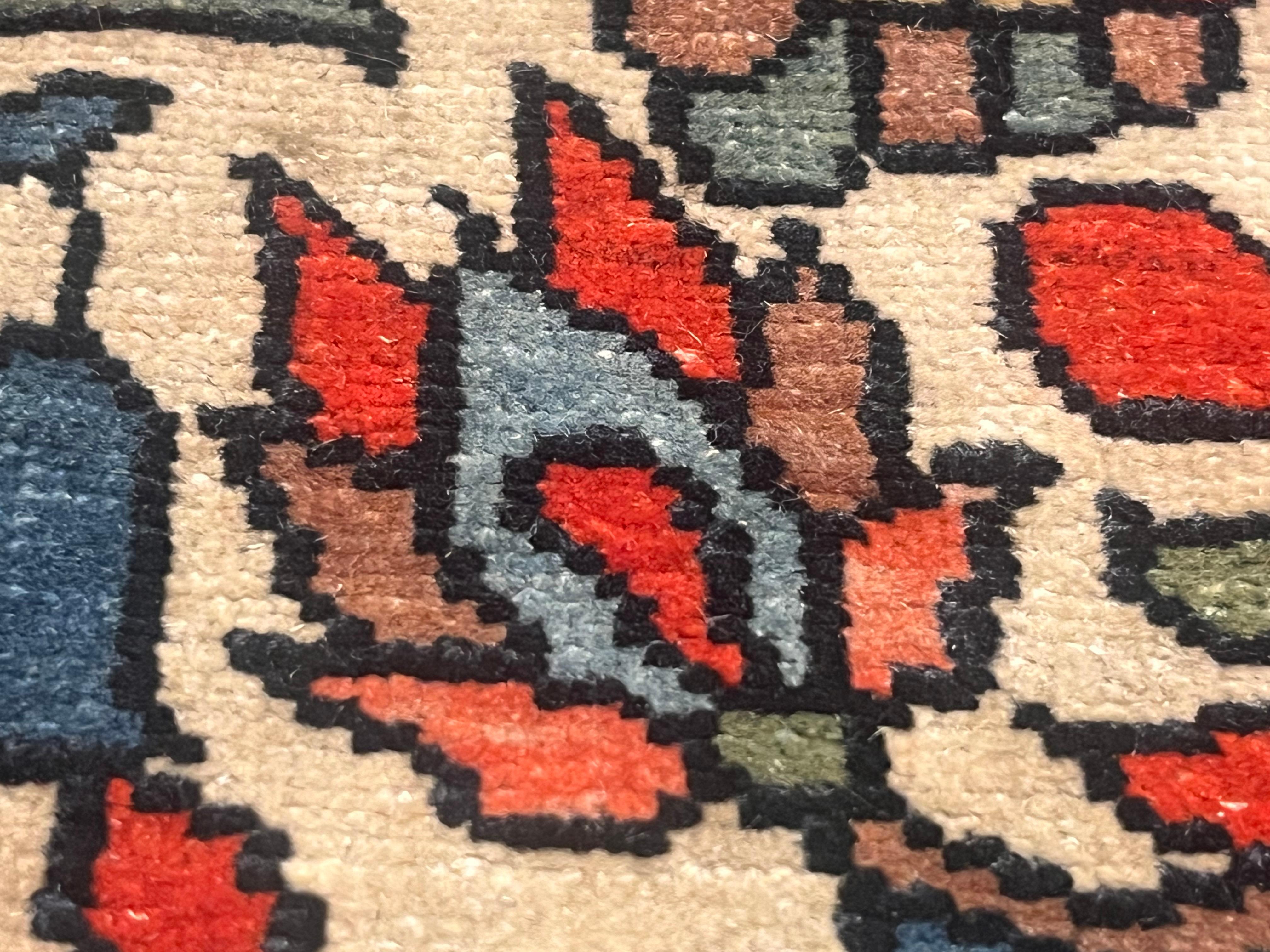Alfombra persa antigua de lana Heriz 3'11