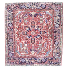 Antique Persian Heriz Wool Rug 3'11" x 4’4”