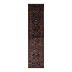 Antique Persian Heriz Wool Runner Rug, Hand-Knotted Geometric Carpet, 3′2″ × 13′