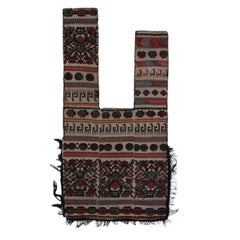 Antike persische Pferdedecke mit bunten geometrischen Mustern, von Rug & Kilim