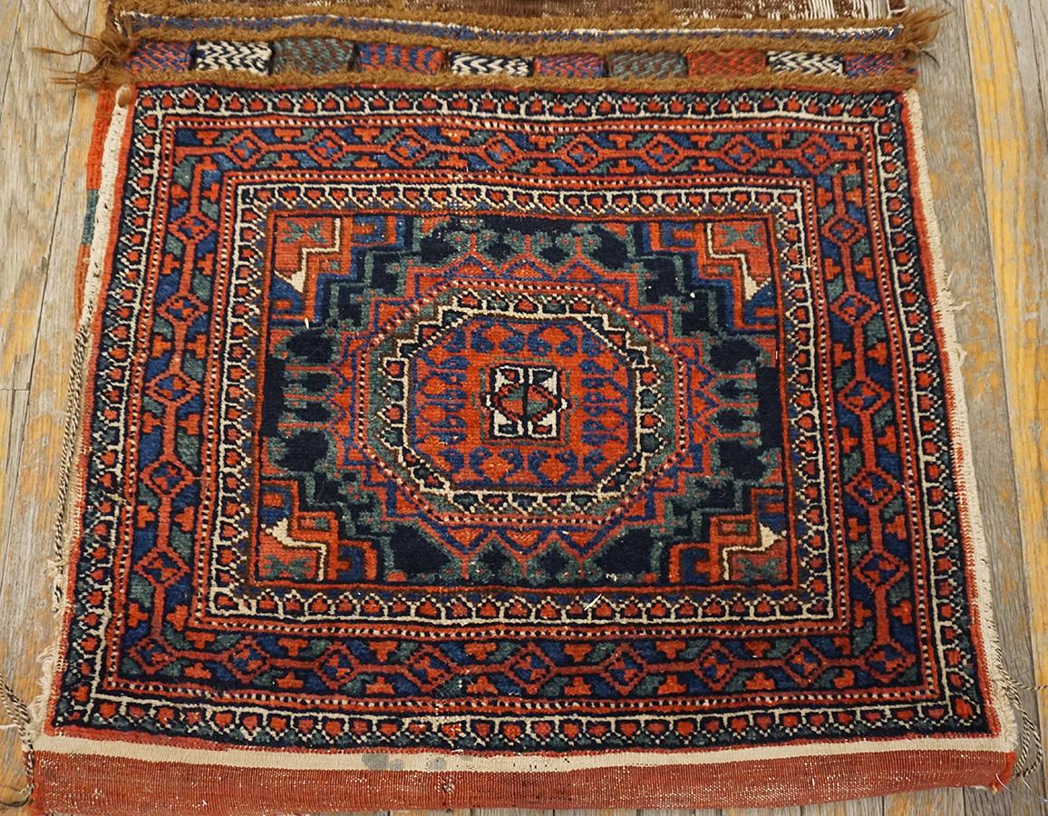 Tribal Early 20th Century S. Persian Double Saddle-Bag Carpet ( 2'4