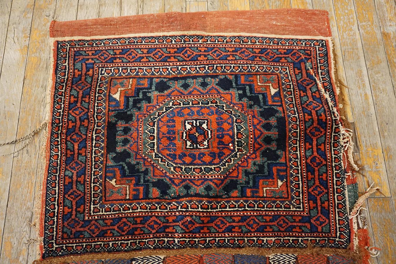 Hand-Knotted Early 20th Century S. Persian Double Saddle-Bag Carpet ( 2'4