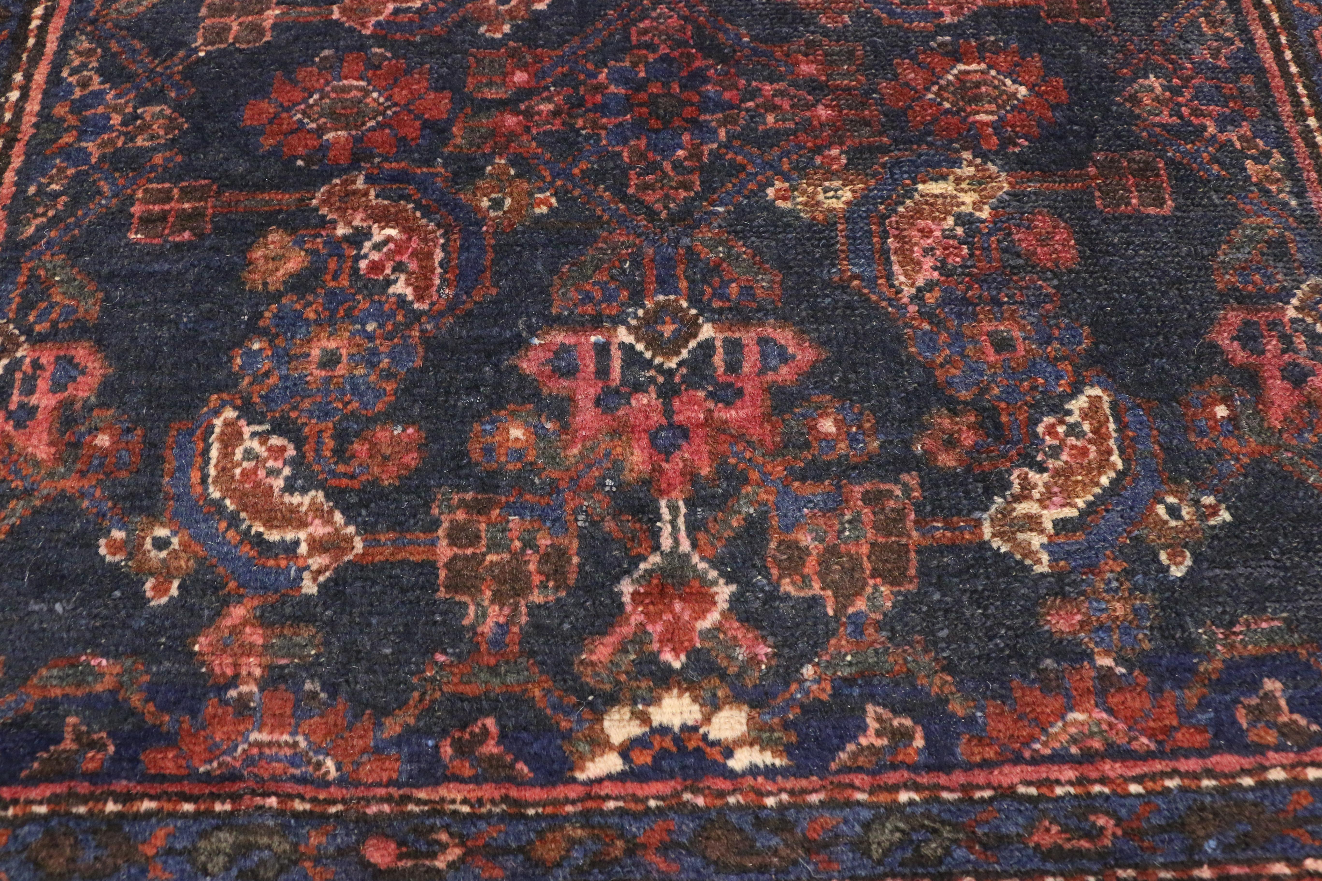 Hand-Knotted Antique Persian Hussainabad Hamadan Accent Rug with Victorian Style For Sale