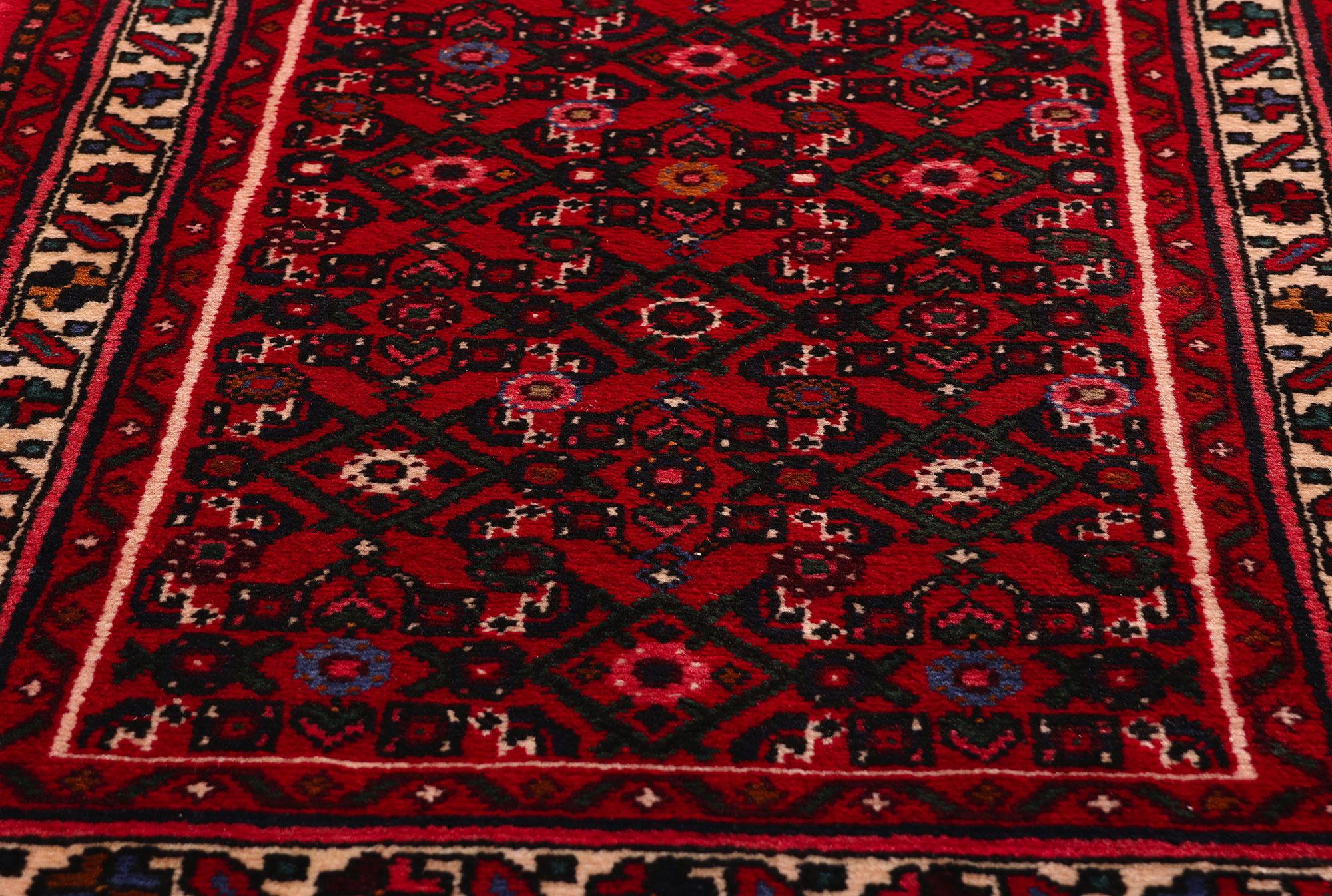 Antique Persian Hussainabad Hamadan Rug Runner with Traditional Style In Good Condition For Sale In Dallas, TX