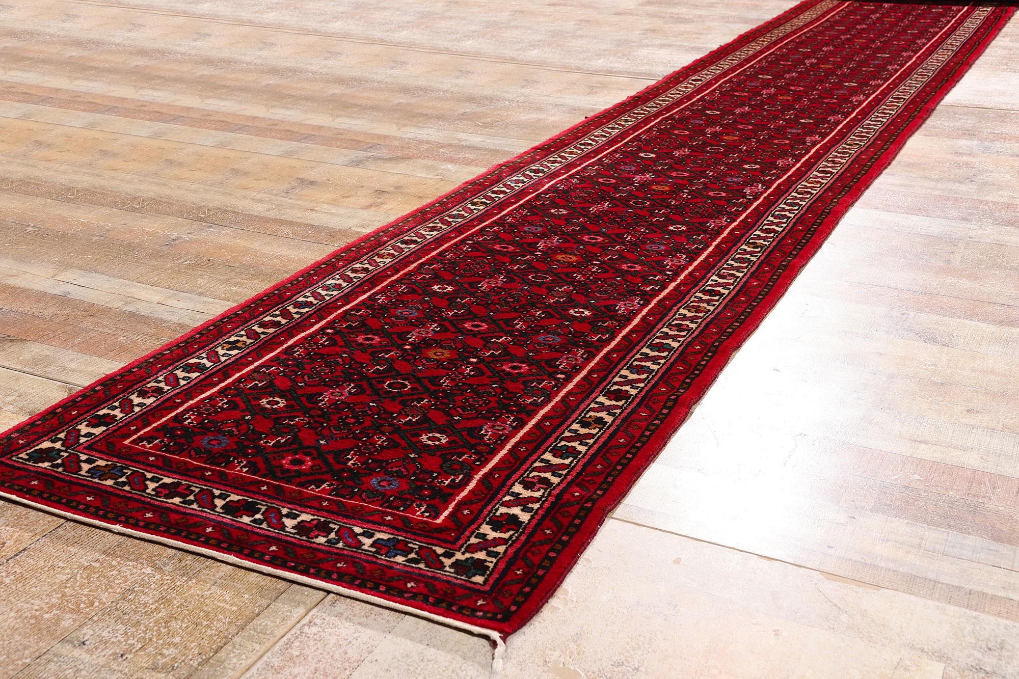 Antique Persian Hussainabad Hamadan Rug Runner with Traditional Style For Sale 1