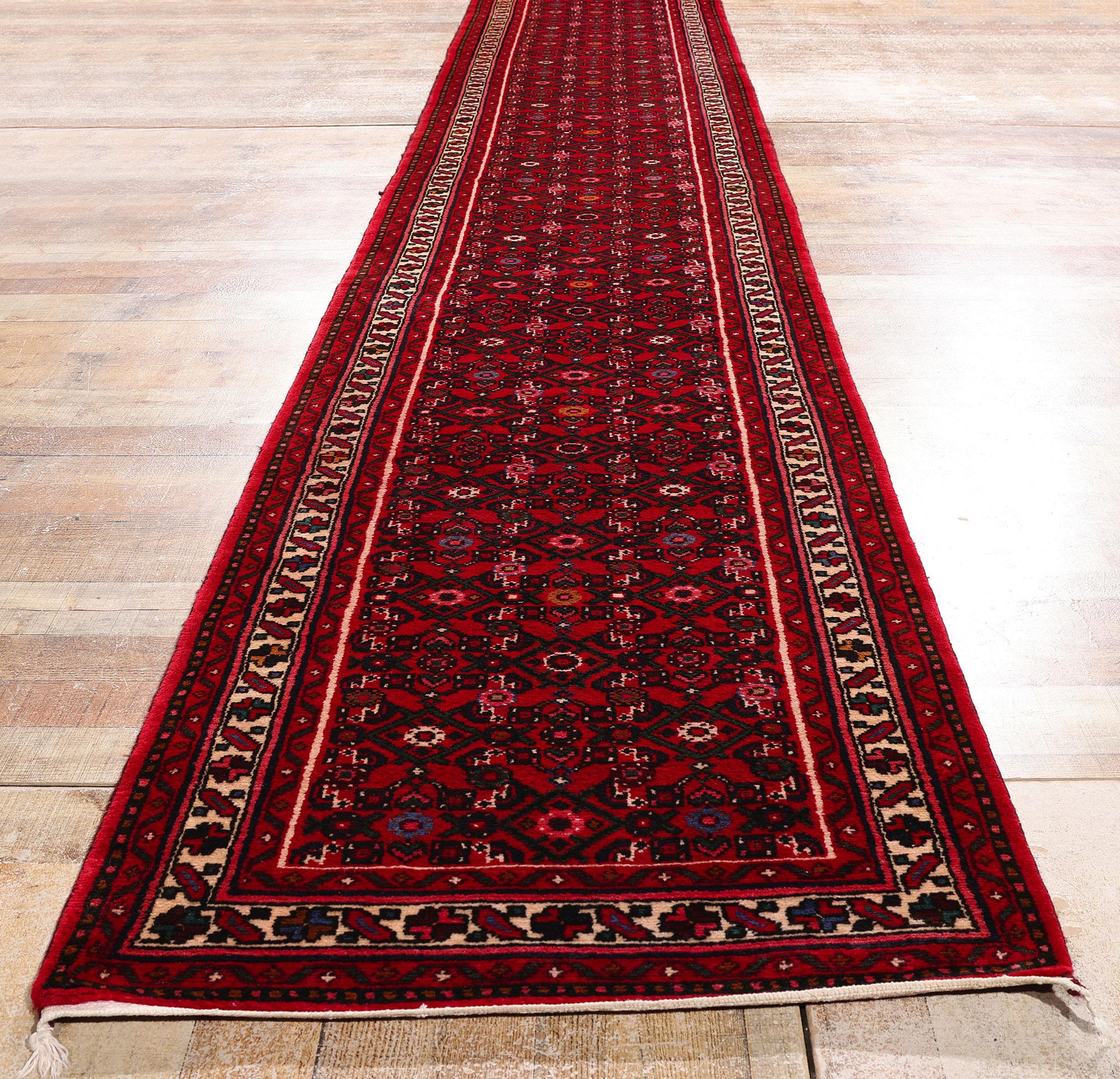 Antique Persian Hussainabad Hamadan Rug Runner with Traditional Style For Sale 2