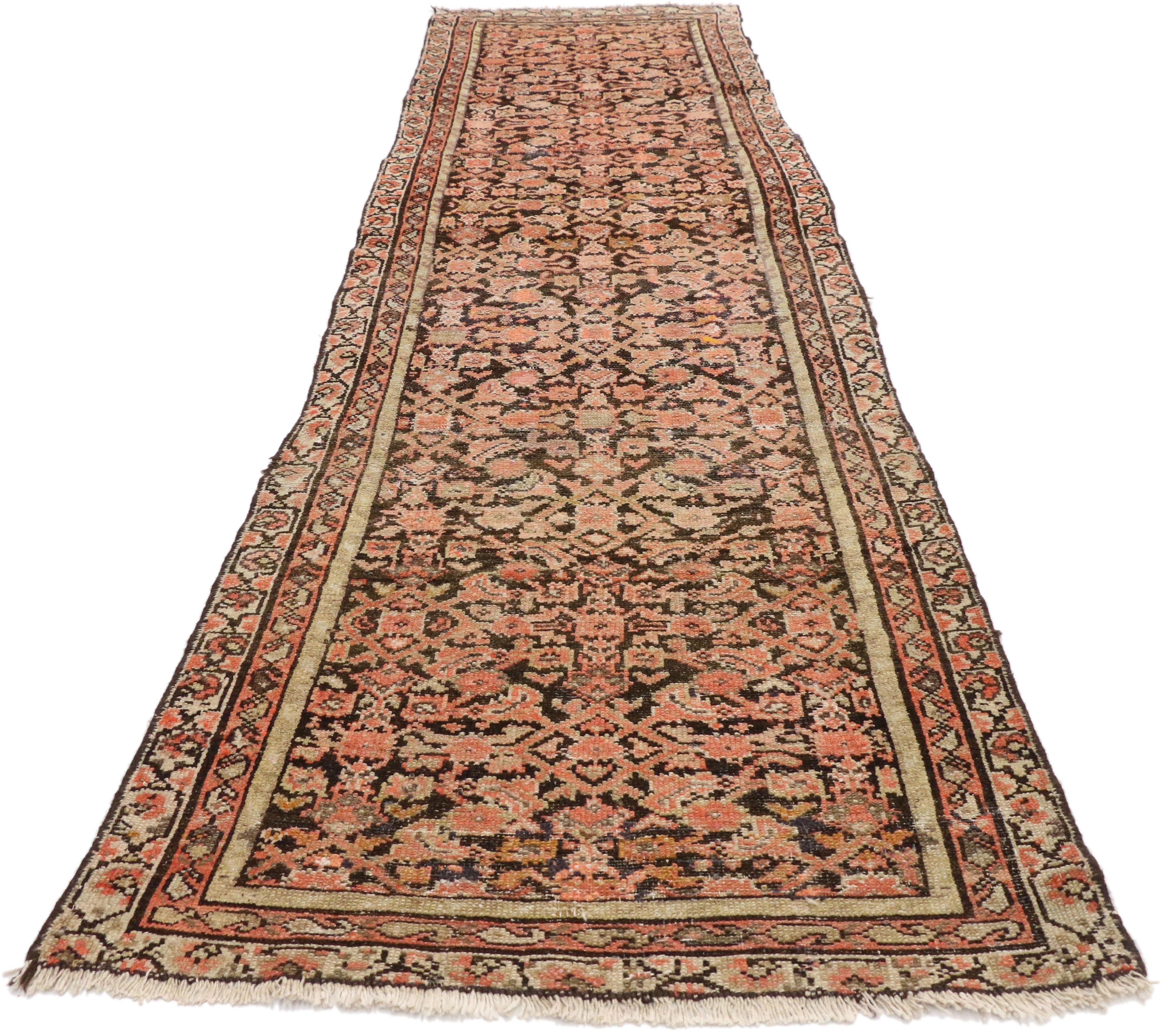 Arts and Crafts Antique Persian Hussainabad Hamadan Runner, Hallway Runner For Sale
