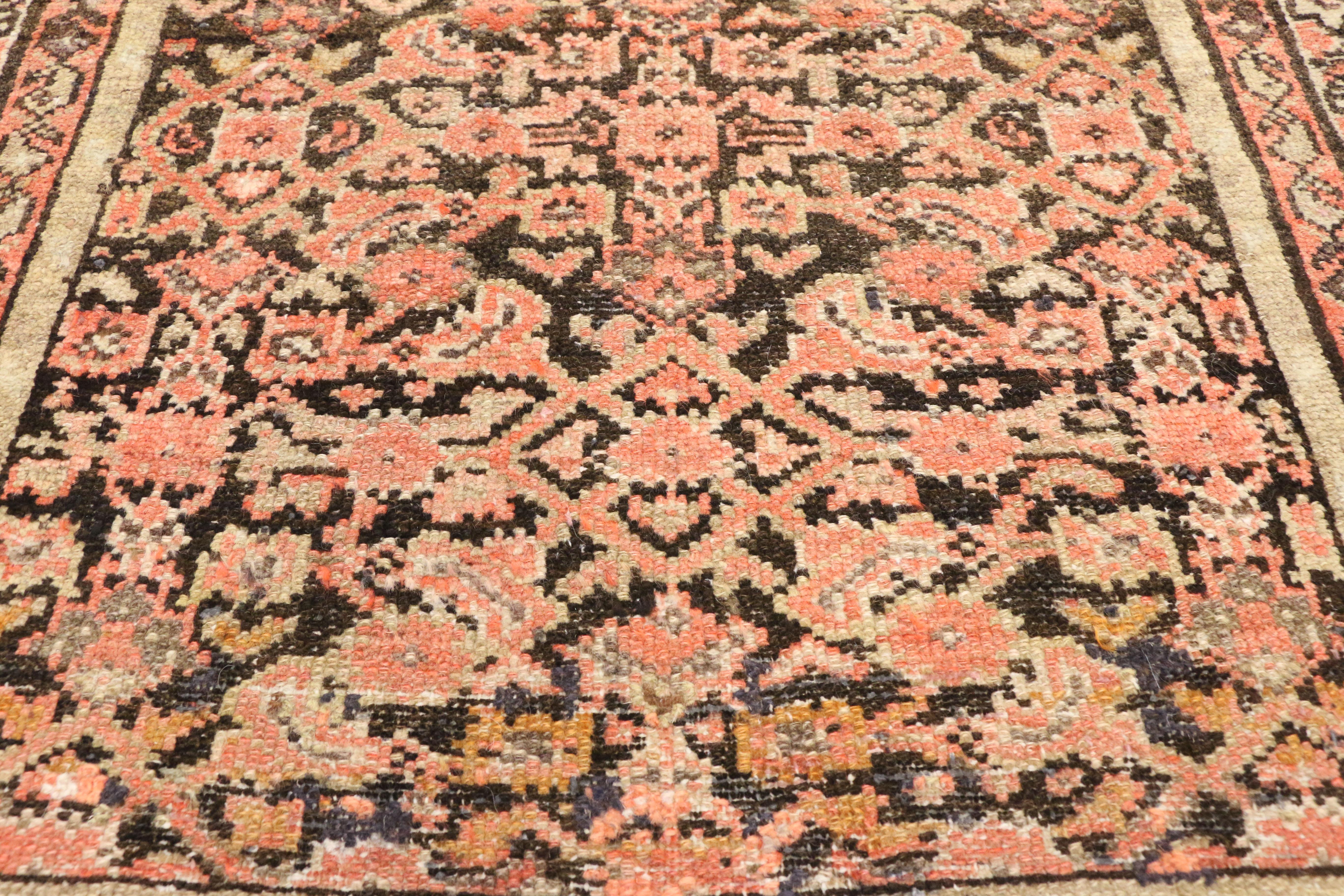 Hand-Knotted Antique Persian Hussainabad Hamadan Runner, Hallway Runner For Sale
